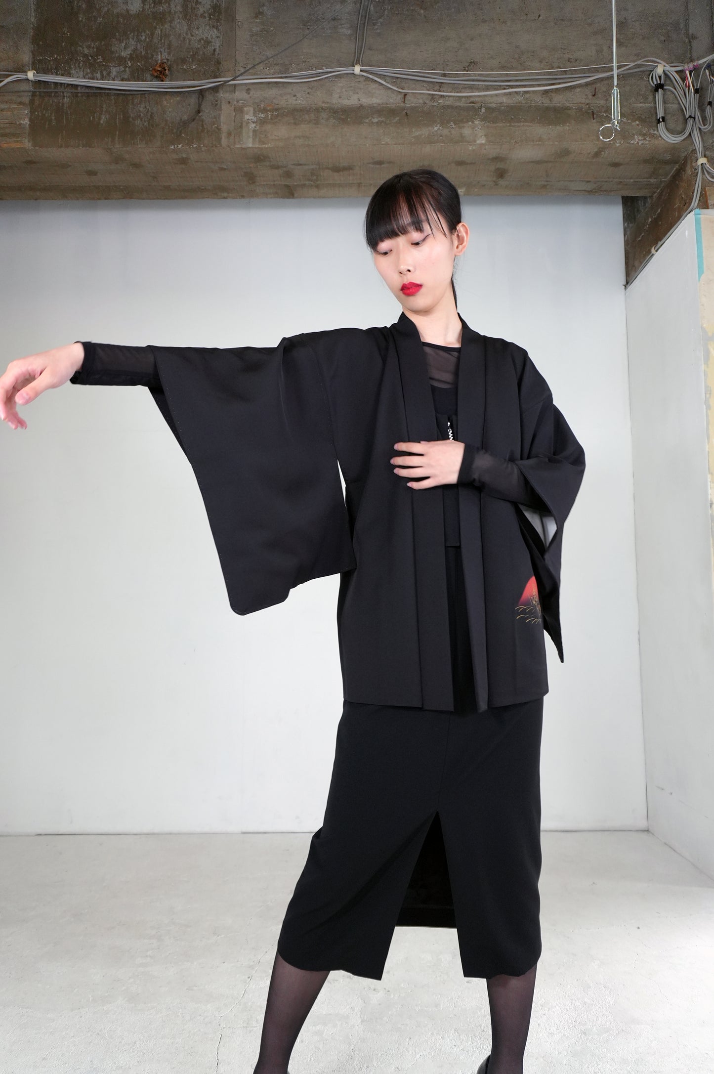 VINTAGE BLACK HAORI  "BLK175"