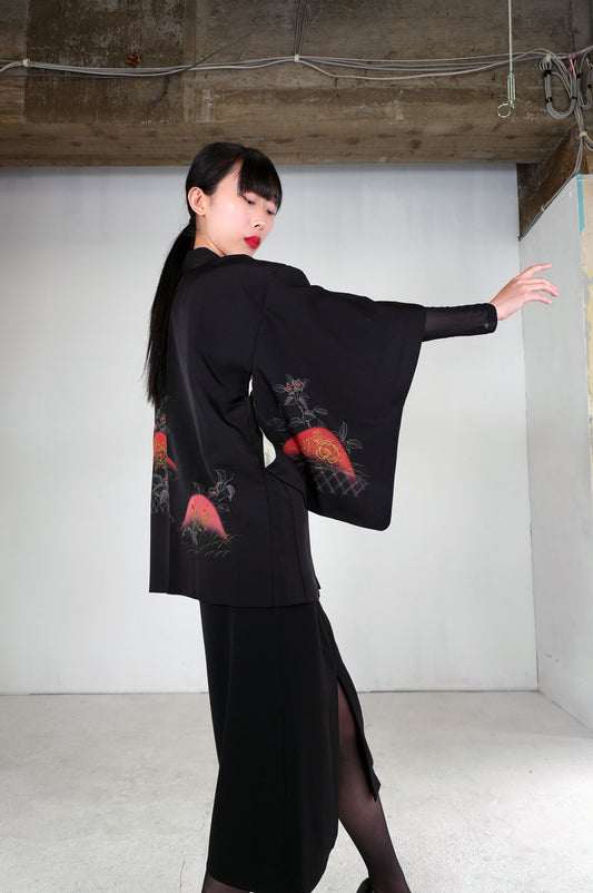 VINTAGE BLACK HAORI  "BLK175"