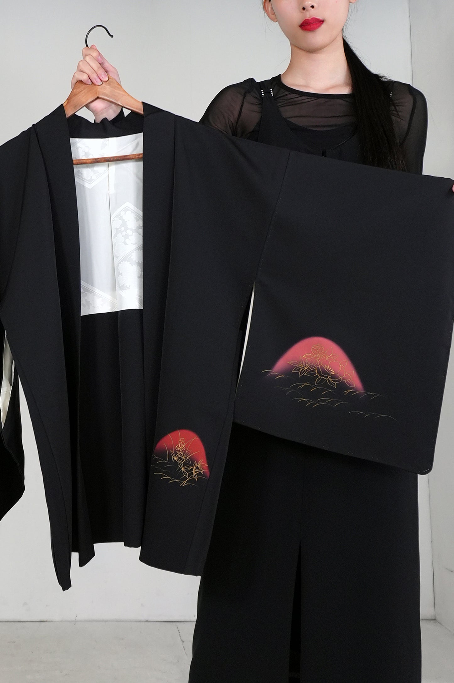 VINTAGE BLACK HAORI  "BLK175"