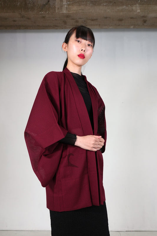 VINTAGE KAWAII HAORI SHEER "ara-sha, nami, akamurasaki, SHH032"