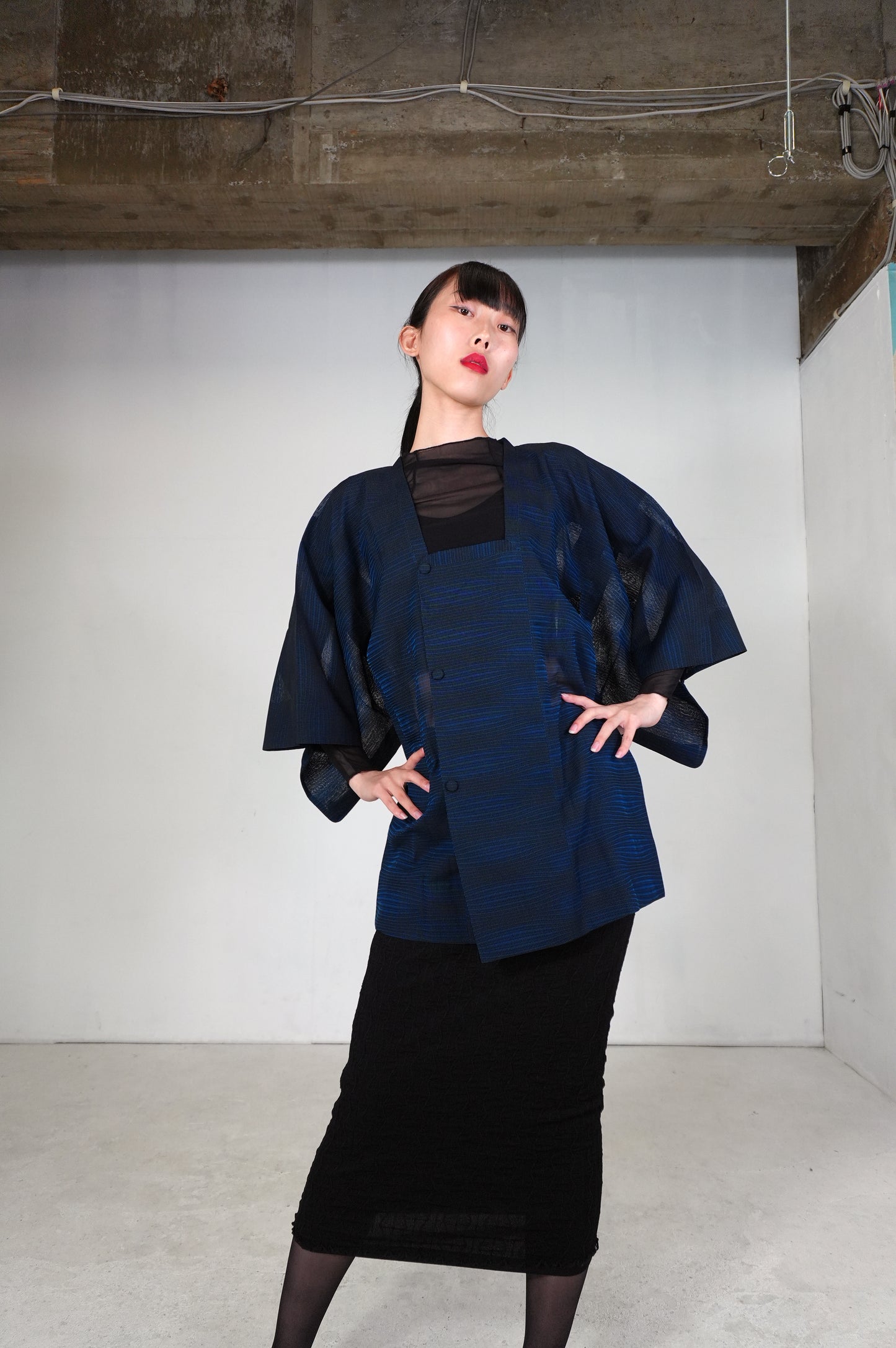 VINTAGE KAWAII MICHIYUKI SHEER  "ara-sha, blue, SHH035"