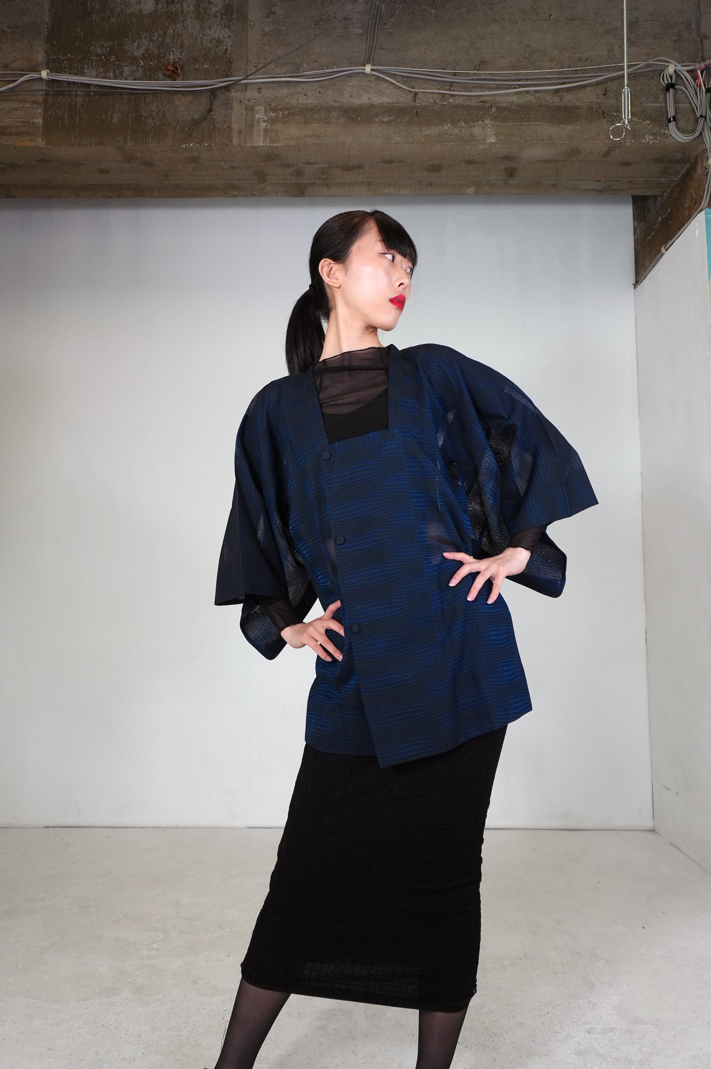 VINTAGE KAWAII MICHIYUKI SHEER  "ara-sha, blue, SHH035"