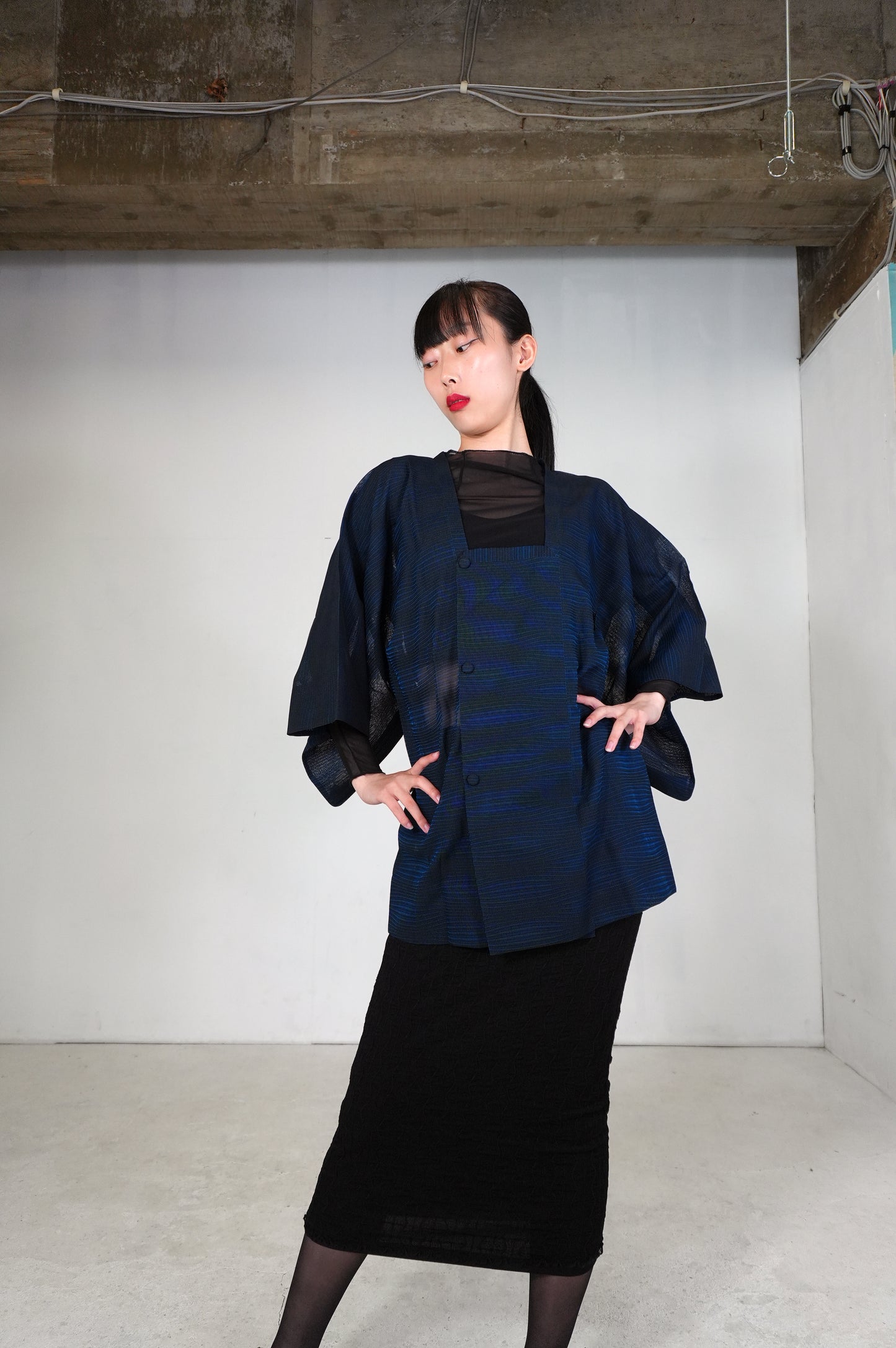 VINTAGE KAWAII MICHIYUKI SHEER  "ara-sha, blue, SHH035"