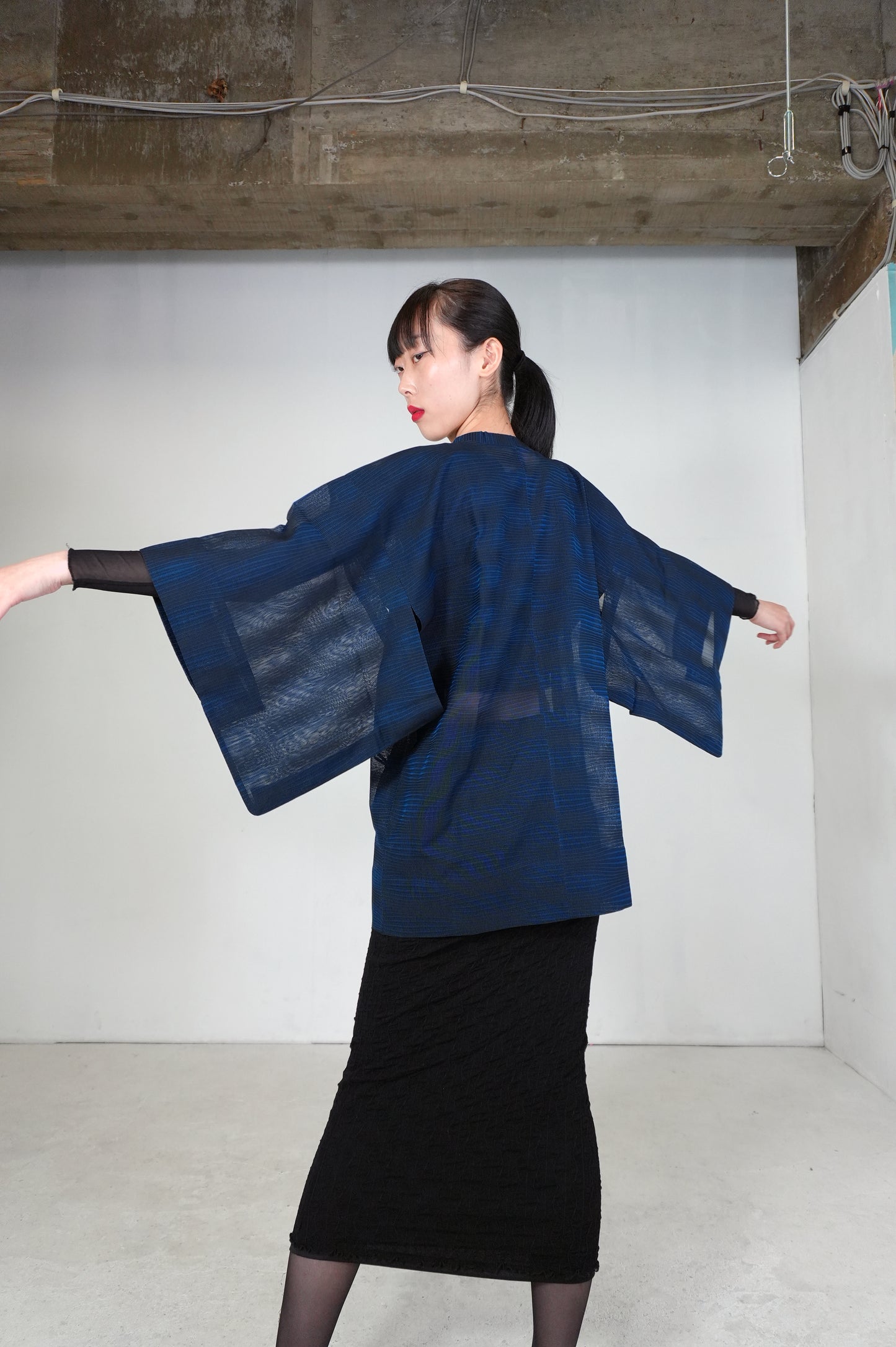 VINTAGE KAWAII MICHIYUKI SHEER  "ara-sha, blue, SHH035"