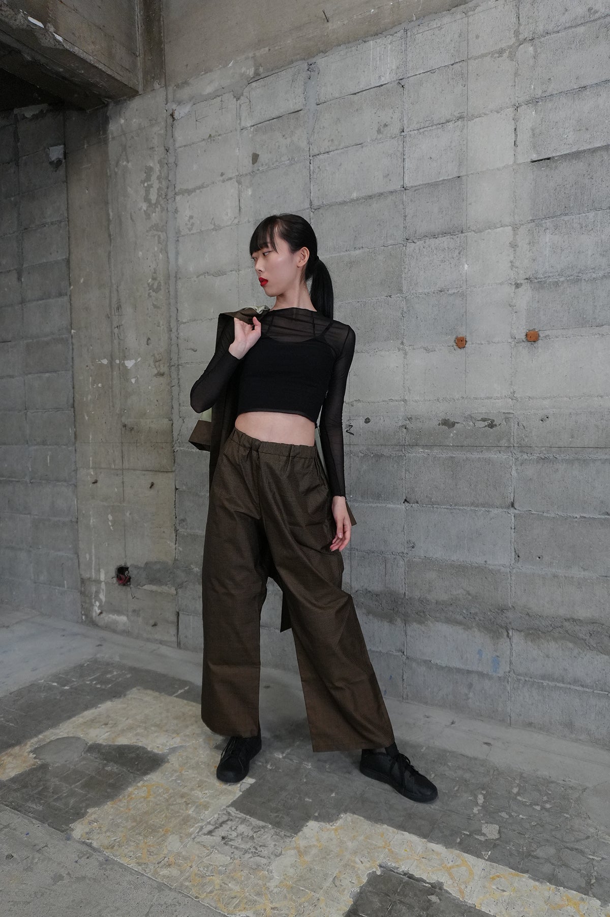 Oshima Tsumugi HAORI  and KIMONO elastic waist pants upcycled from Japanese kimono" ASB006"