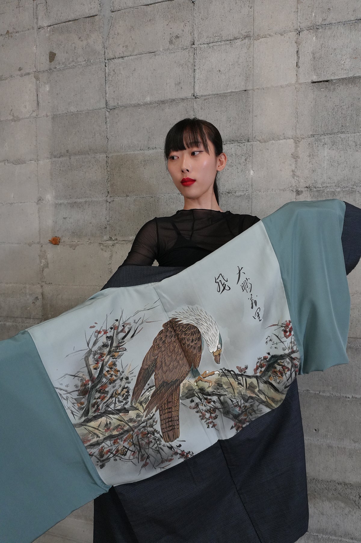 Oshima Tsumugi HAORI  and KIMONO elastic waist pants upcycled from Japanese kimono"taka, ASB002"version 2