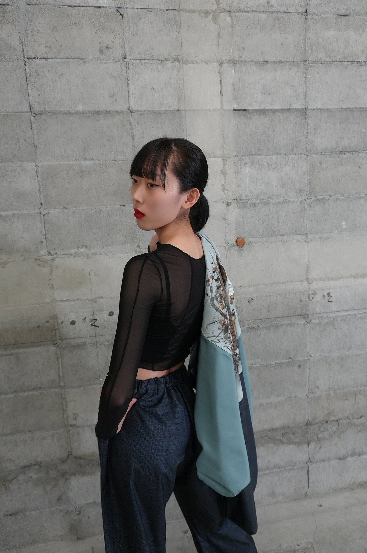 Oshima Tsumugi HAORI  and KIMONO elastic waist pants upcycled from Japanese kimono"taka, ASB002"version 2