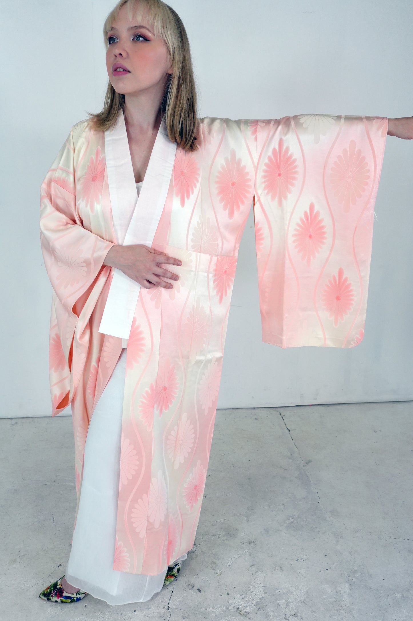 VINTAGE NAGAJYUBAN "pink, tatewaku, JUG018" *damage
