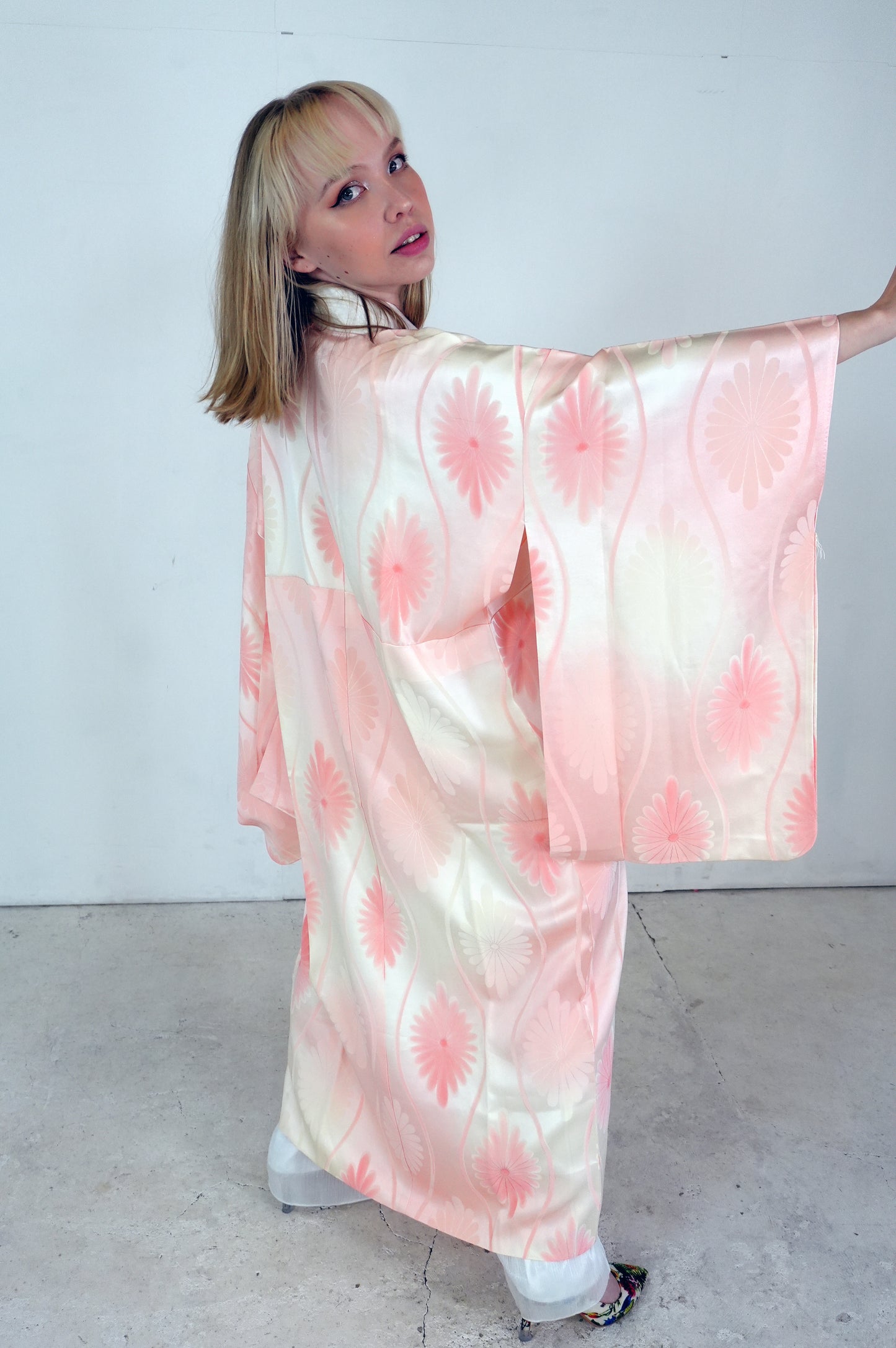 VINTAGE NAGAJYUBAN "pink, tatewaku, JUG018" *damage