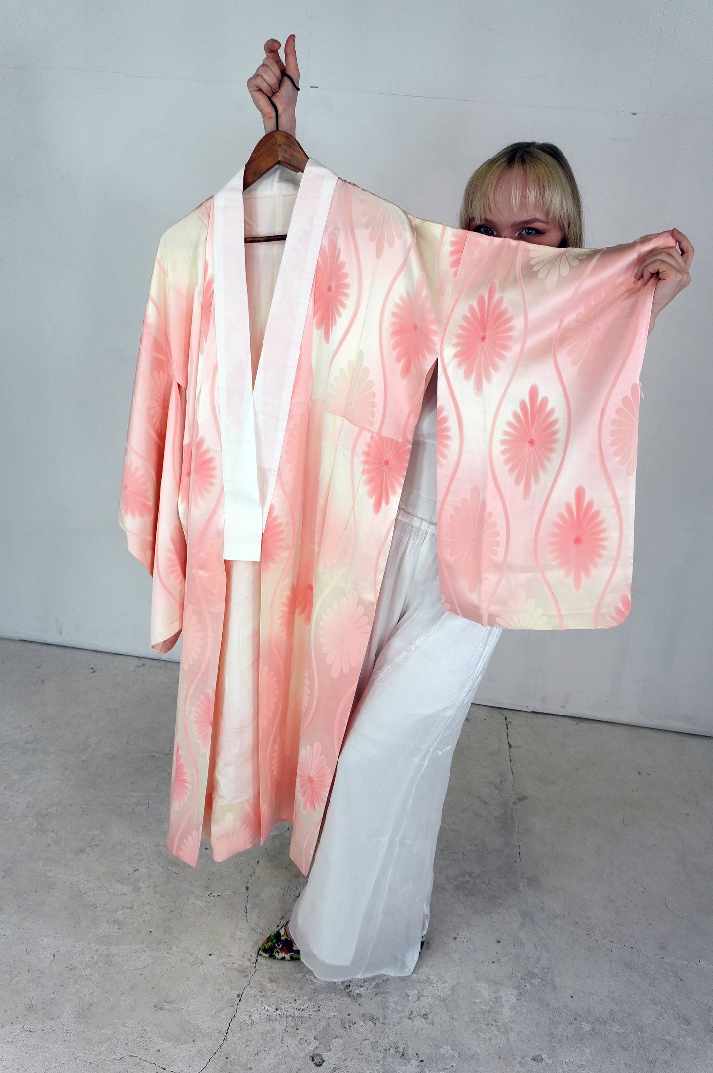 VINTAGE NAGAJYUBAN "pink, tatewaku, JUG018" *damage