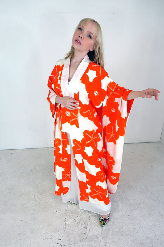 VINTAGE NAGAJYUBAN "shiro, shu, hana, shibori, JUG017"