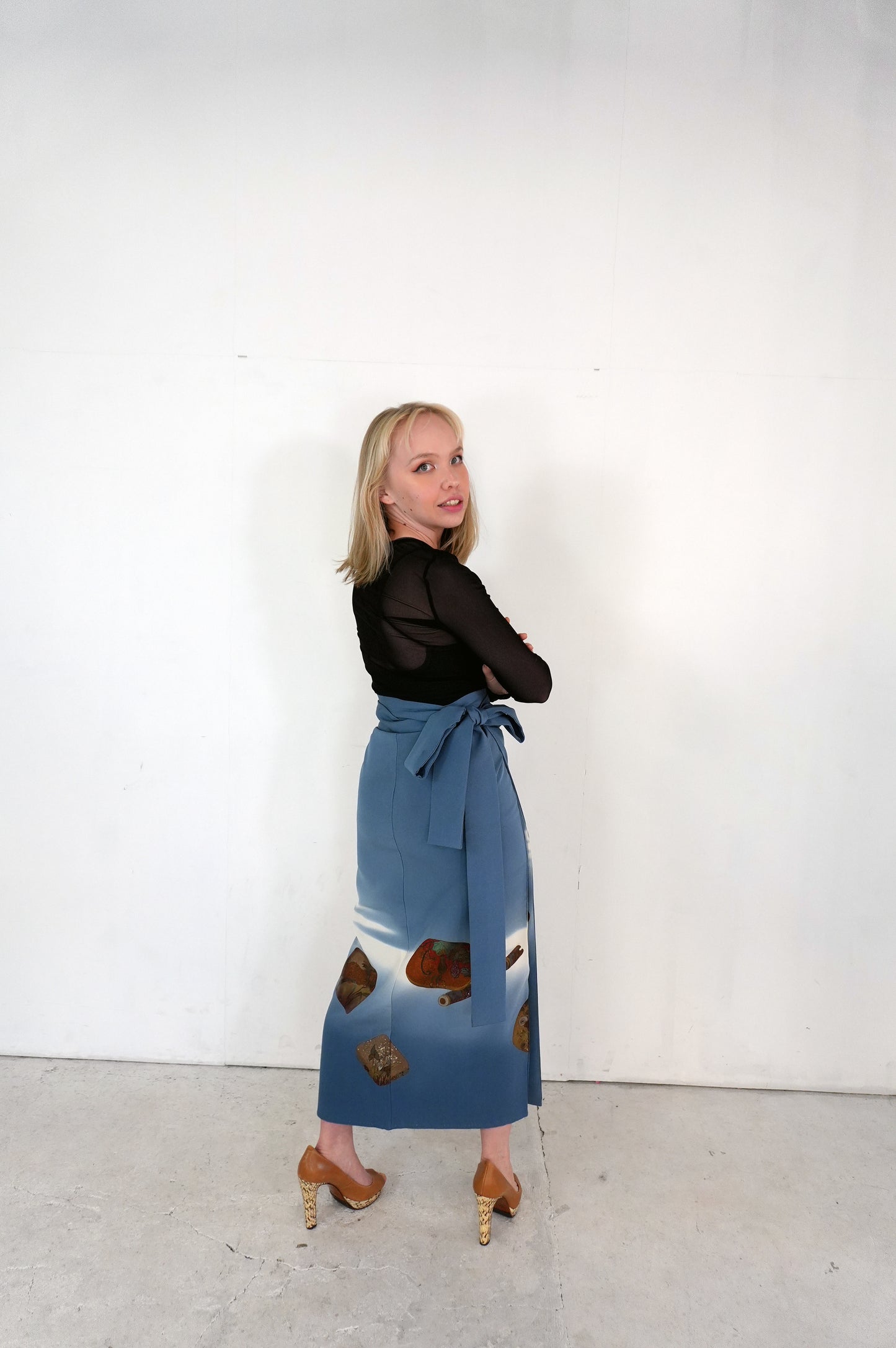 IROTOME SKIRT UPCYCLED FROM JAPANESE KIMONO "IRO128"