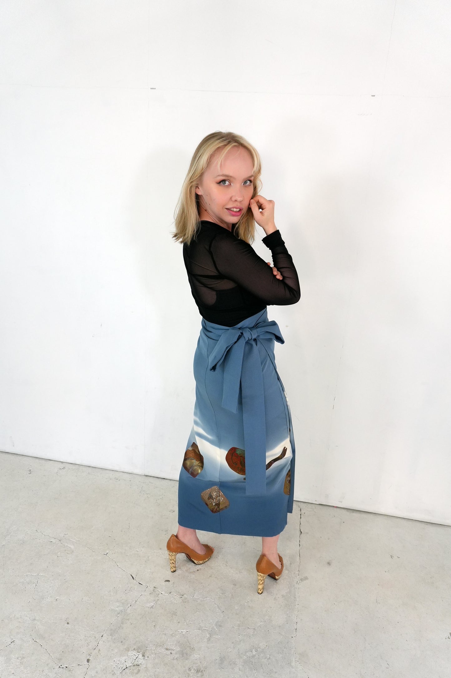 IROTOME SKIRT UPCYCLED FROM JAPANESE KIMONO "IRO128"
