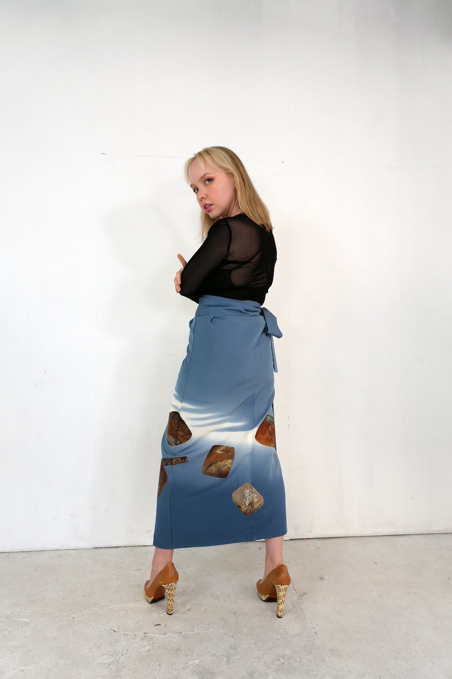 IROTOME SKIRT UPCYCLED FROM JAPANESE KIMONO "IRO128"
