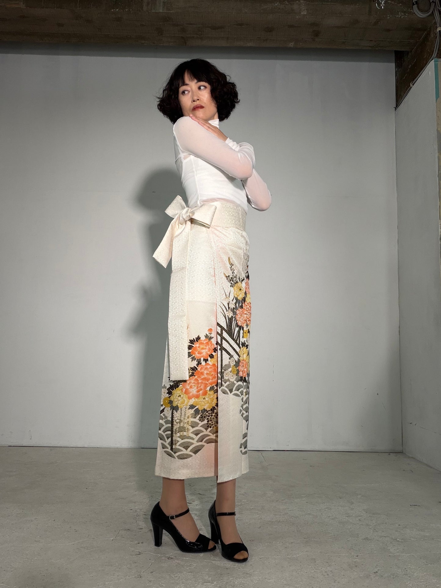 IROTOME SKIRT UPCYCLED FROM JAPANESE KIMONO "IRO136"