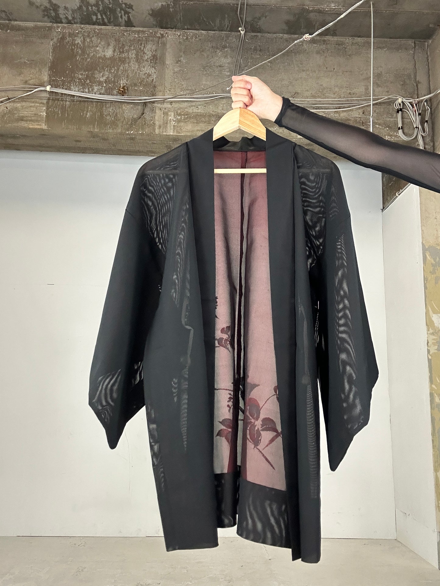 VINTAGE BLACK HAORI SHEER “aka 002 konoha"