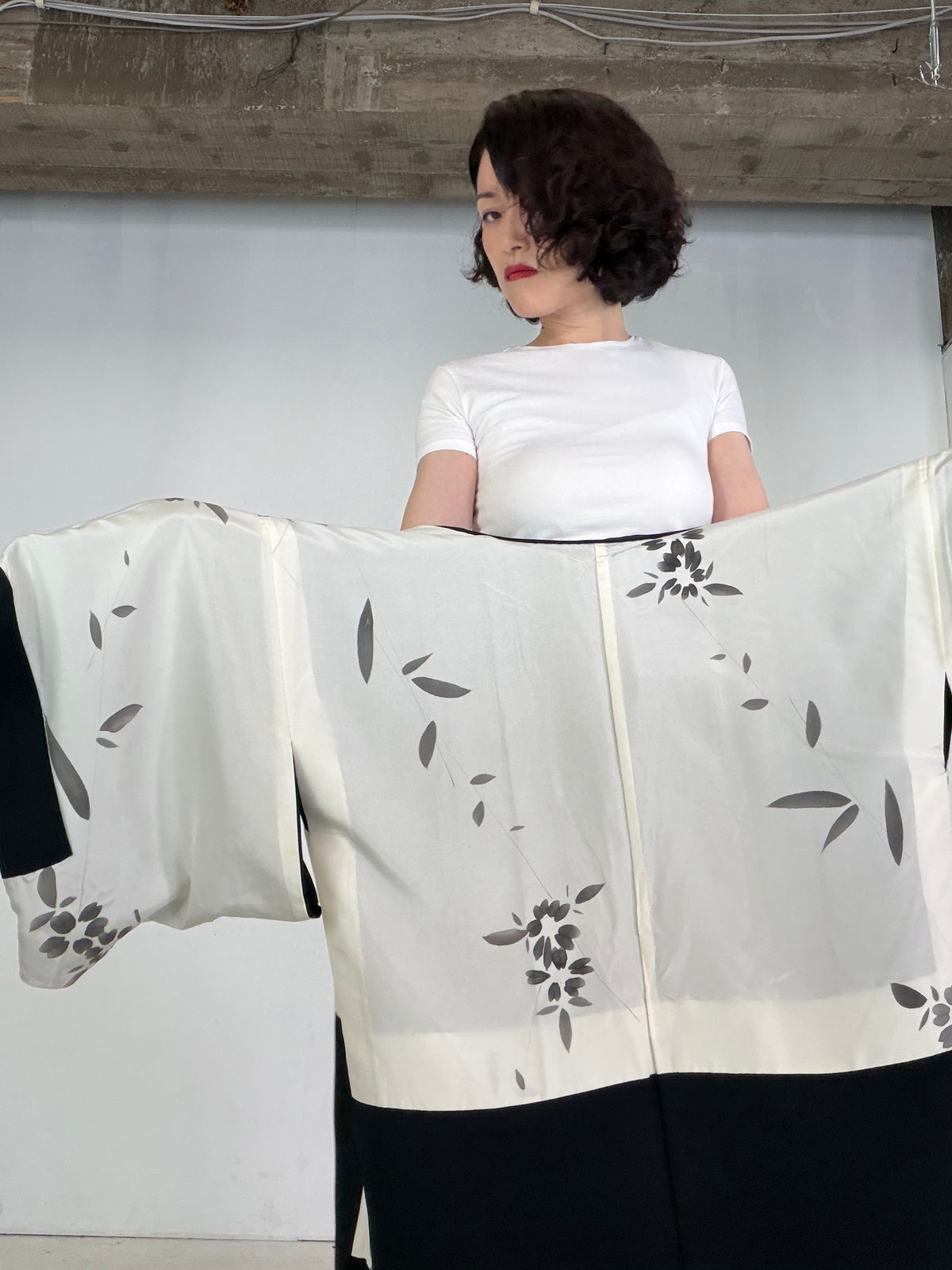 VINTAGE BLACK HAORI  "BLK204" *damage