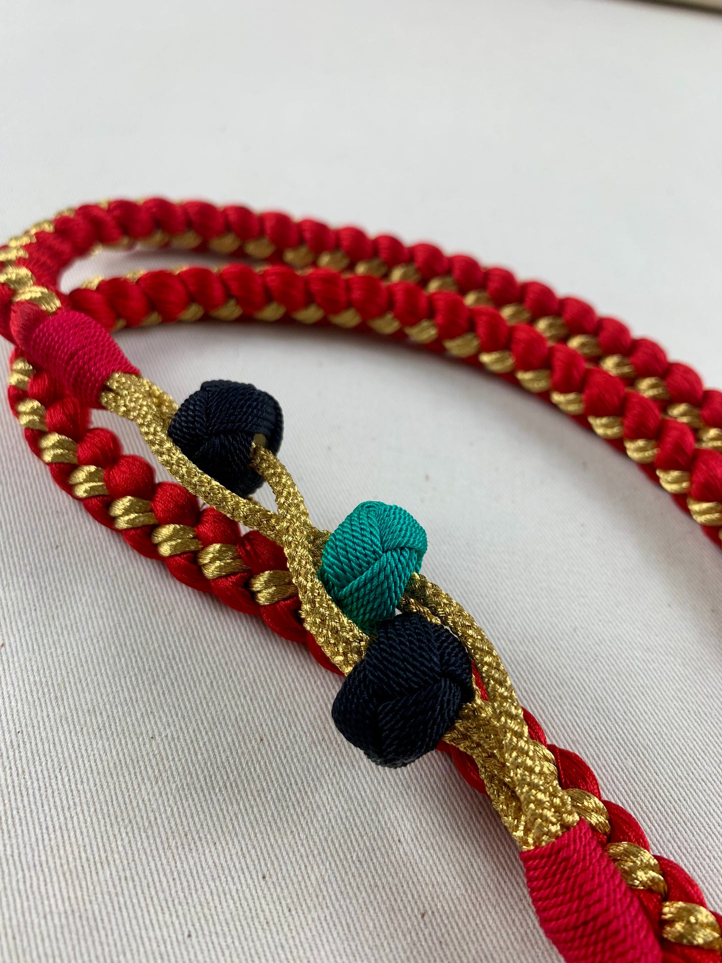 KIMONO OBI Belt Tie Vintage Silk Kimono Cord OBIJIME”red,gold,maru”