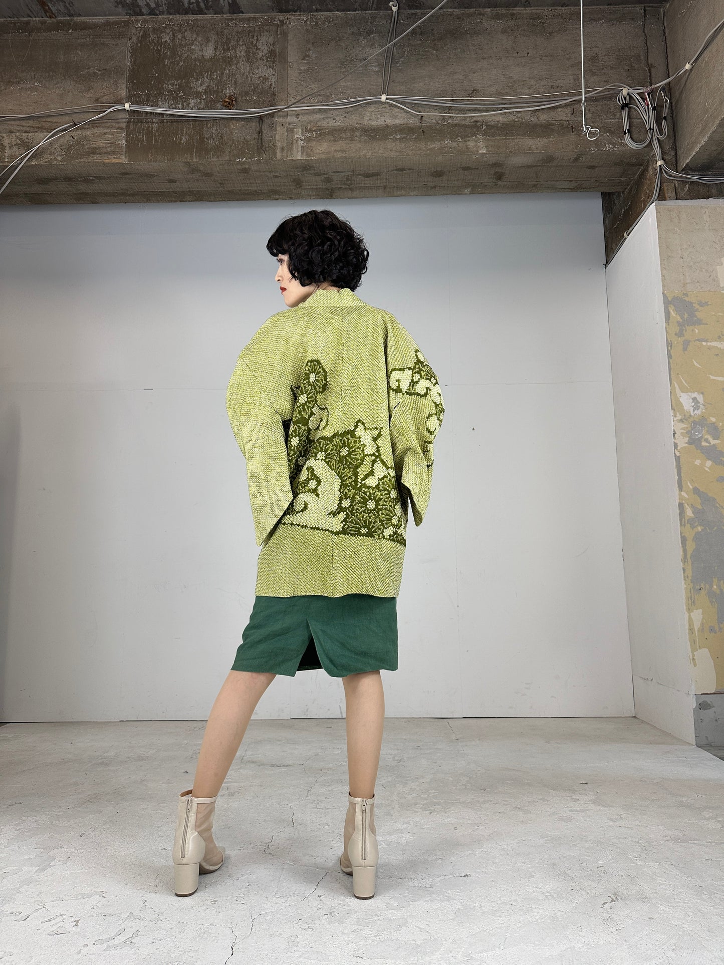 VINTAGE SHIBORI HAORI midori