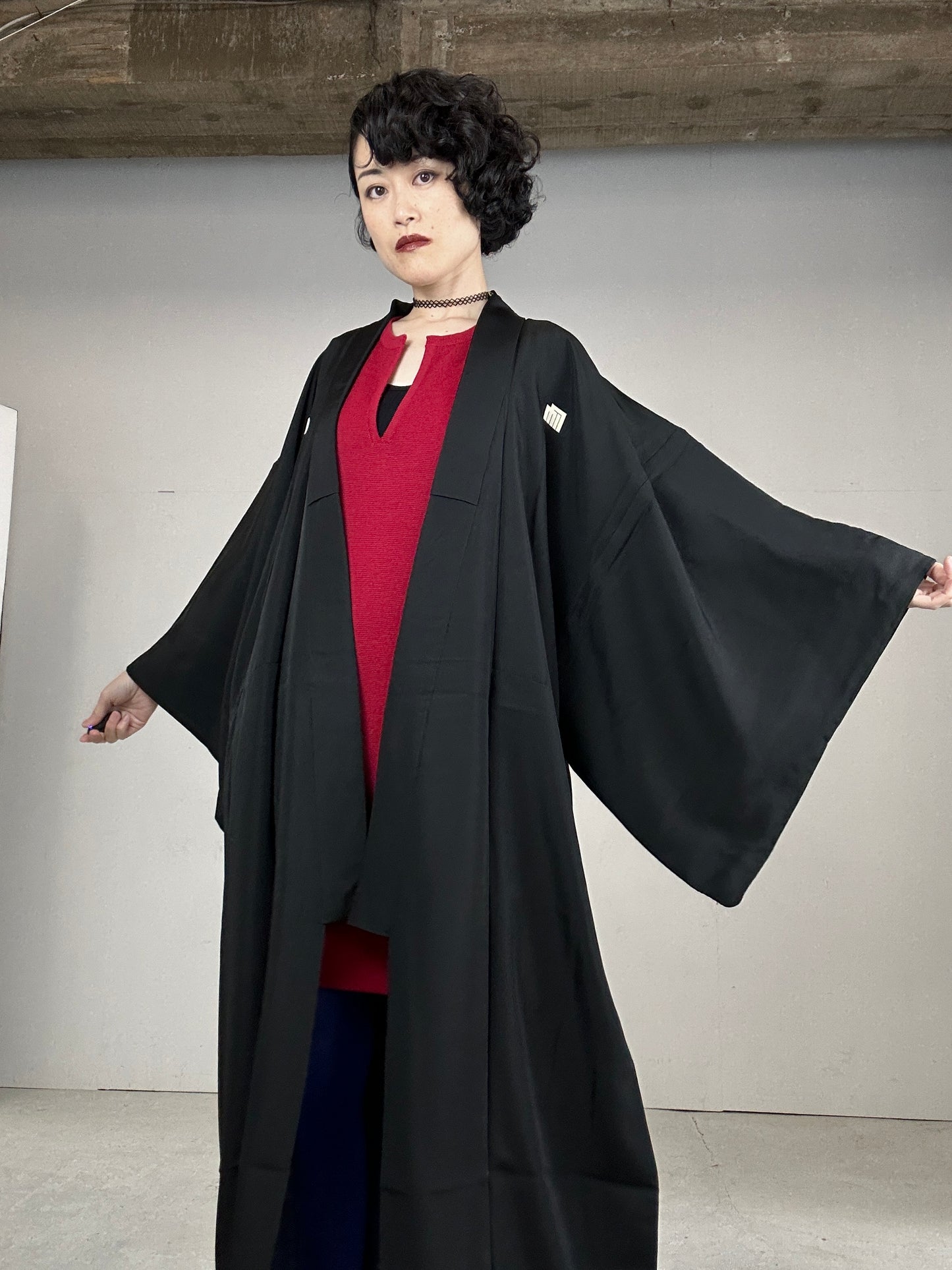 BLACK KIMONO MONTSUKI "SUMA" LONG