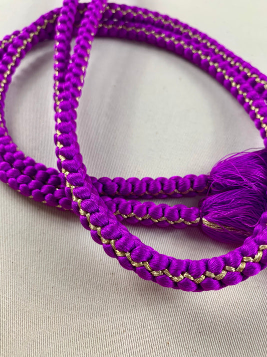 KIMONO OBI Belt Tie Vintage Silk Kimono Cord OBIJIME”purple,gold,maru"