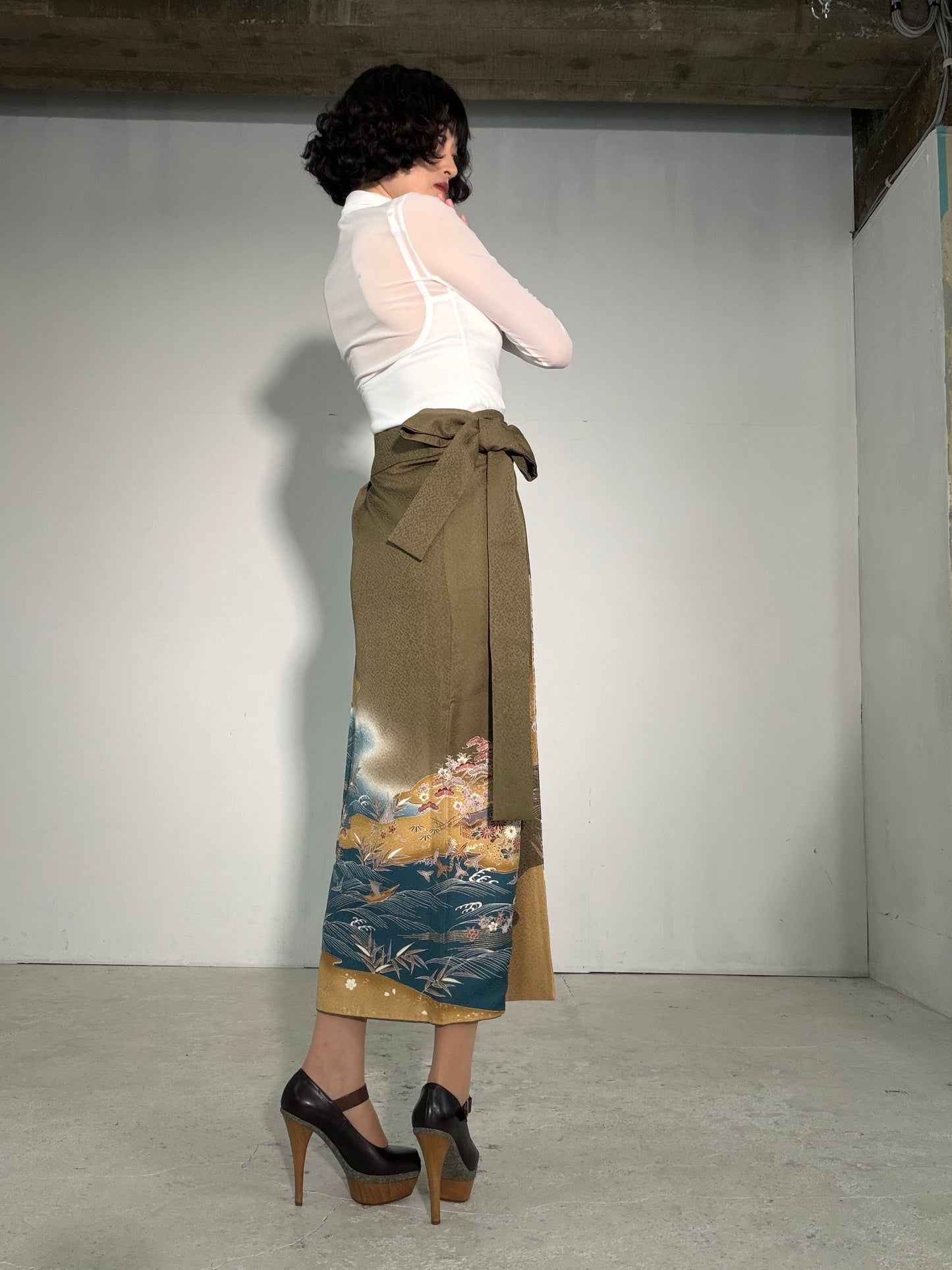 IROTOME SKIRT UPCYCLED FROM JAPANESE KIMONO "IRO138"