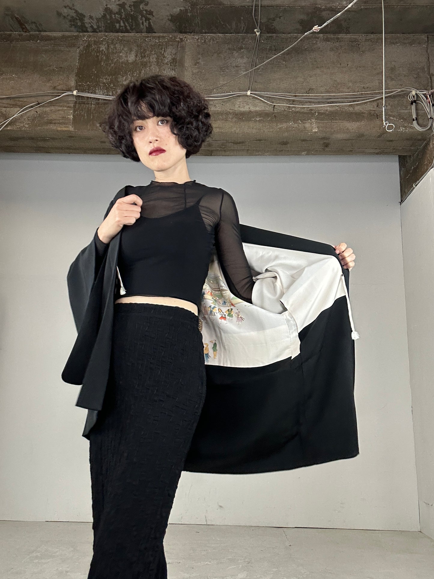 VINTAGE BLACK HAORI "machi dashi"