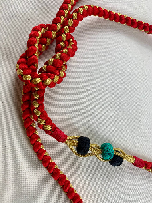 KIMONO OBI Belt Tie Vintage Silk Kimono Cord OBIJIME”red,gold,maru”