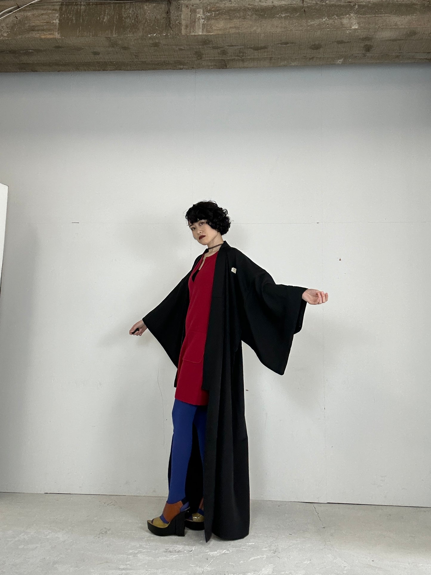 BLACK KIMONO MONTSUKI "SUMA" LONG