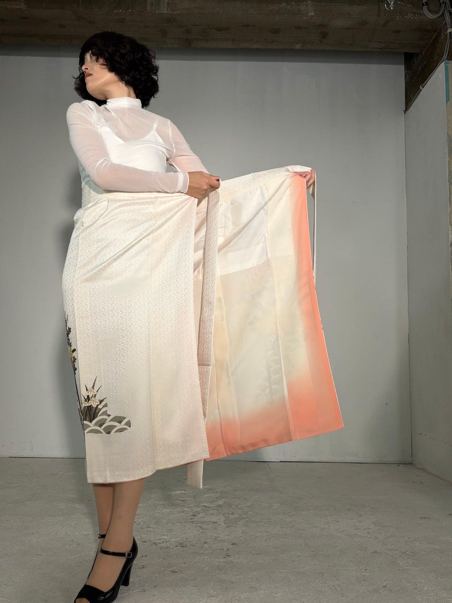 IROTOME SKIRT UPCYCLED FROM JAPANESE KIMONO "IRO136"