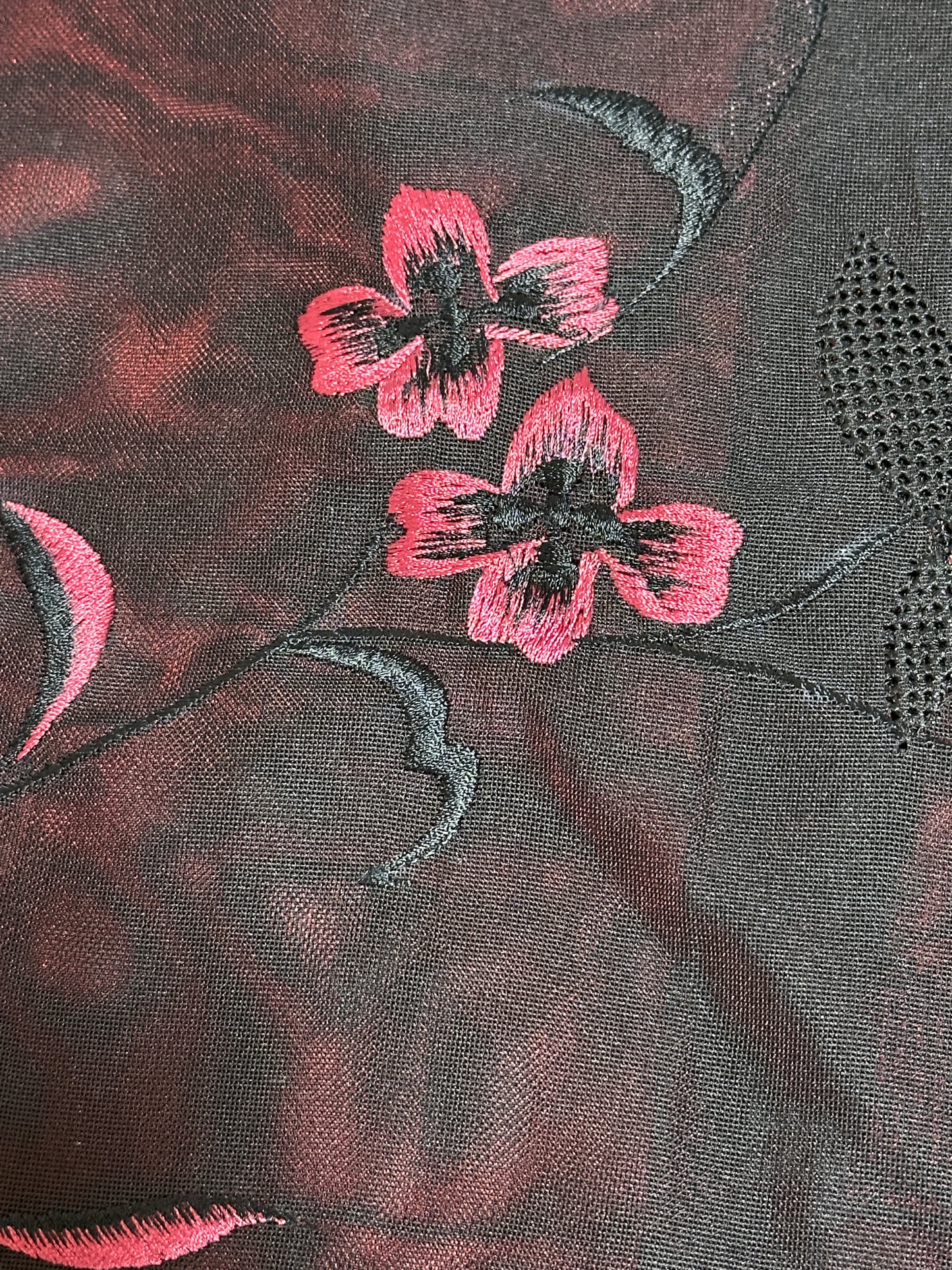 VINTAGE BLACK  HAORI SHEER “aka hana karakusa"