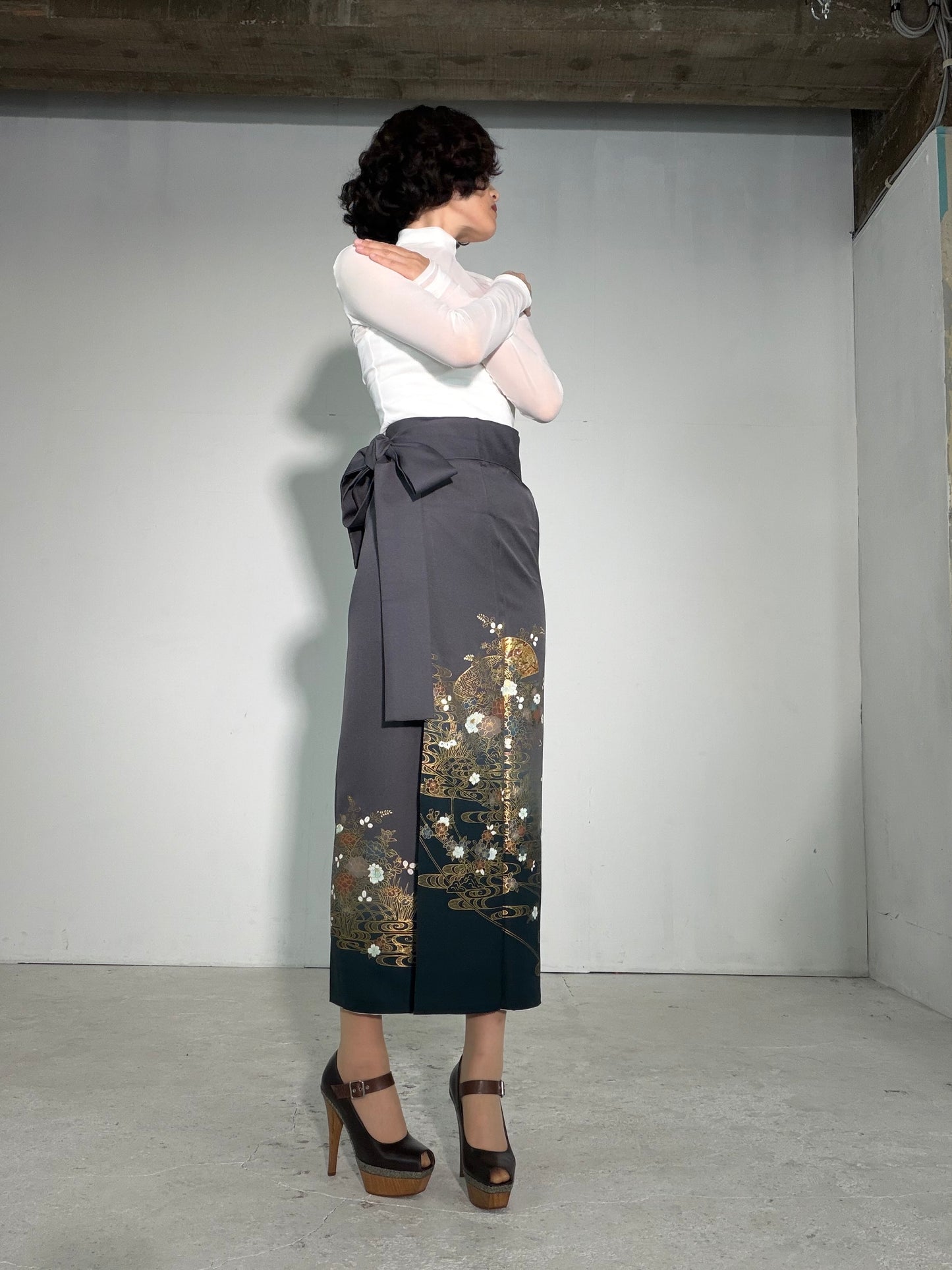 IROTOME SKIRT UPCYCLED FROM JAPANESE KIMONO "IRO137"