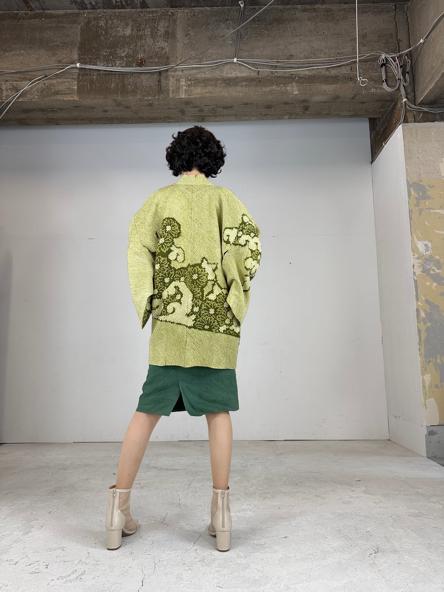 VINTAGE SHIBORI HAORI midori