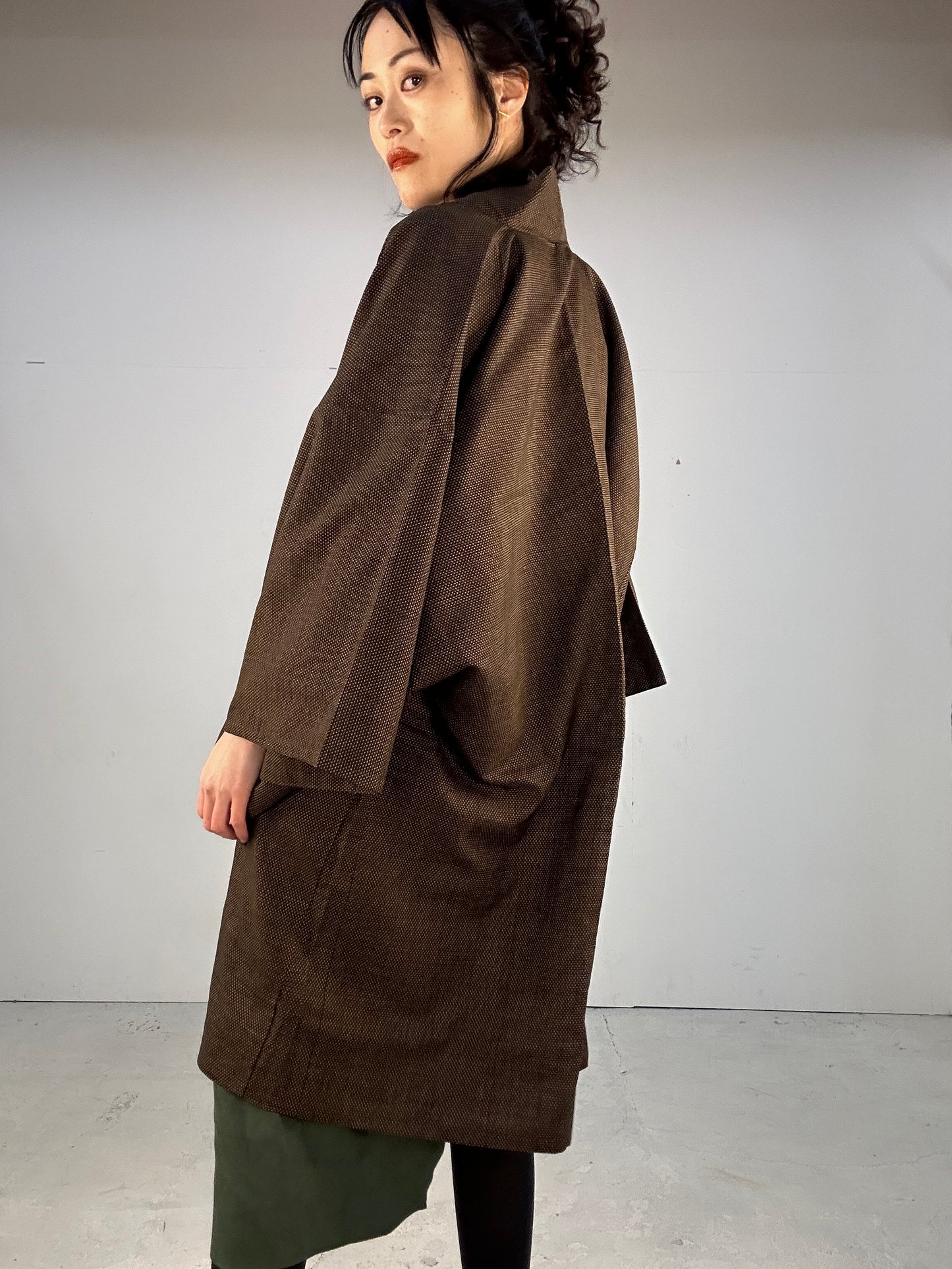 KAWAII HAORI oversized  "Oshima tsumugi yokogasuri"