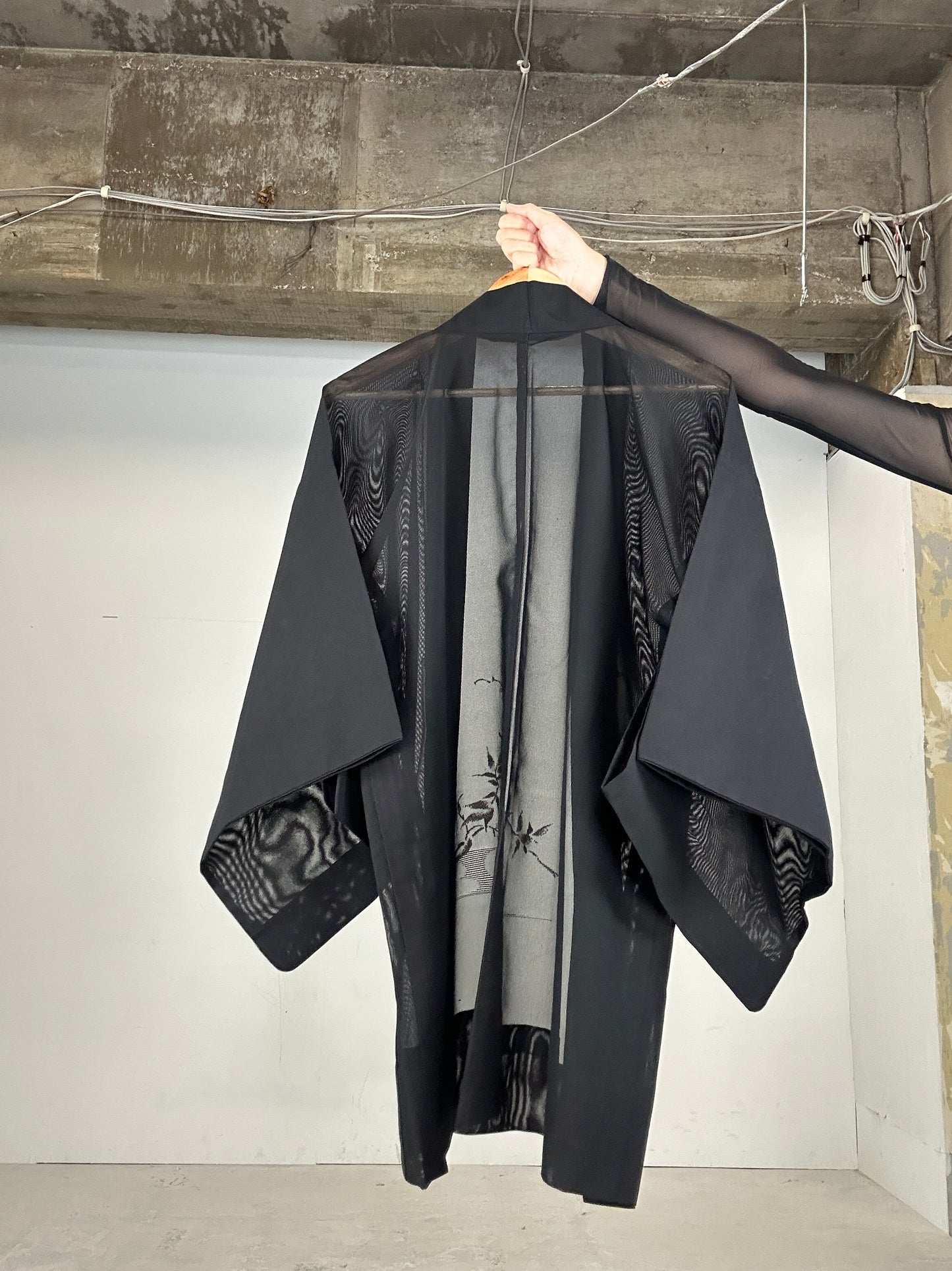 VINTAGE BLACK HAORI SHEER “aka 005 jyumoku"