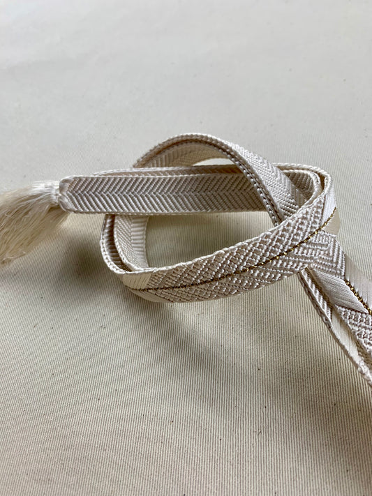 KIMONO OBI Belt Tie Vintage Silk Kimono Cord OBIJIME"white"