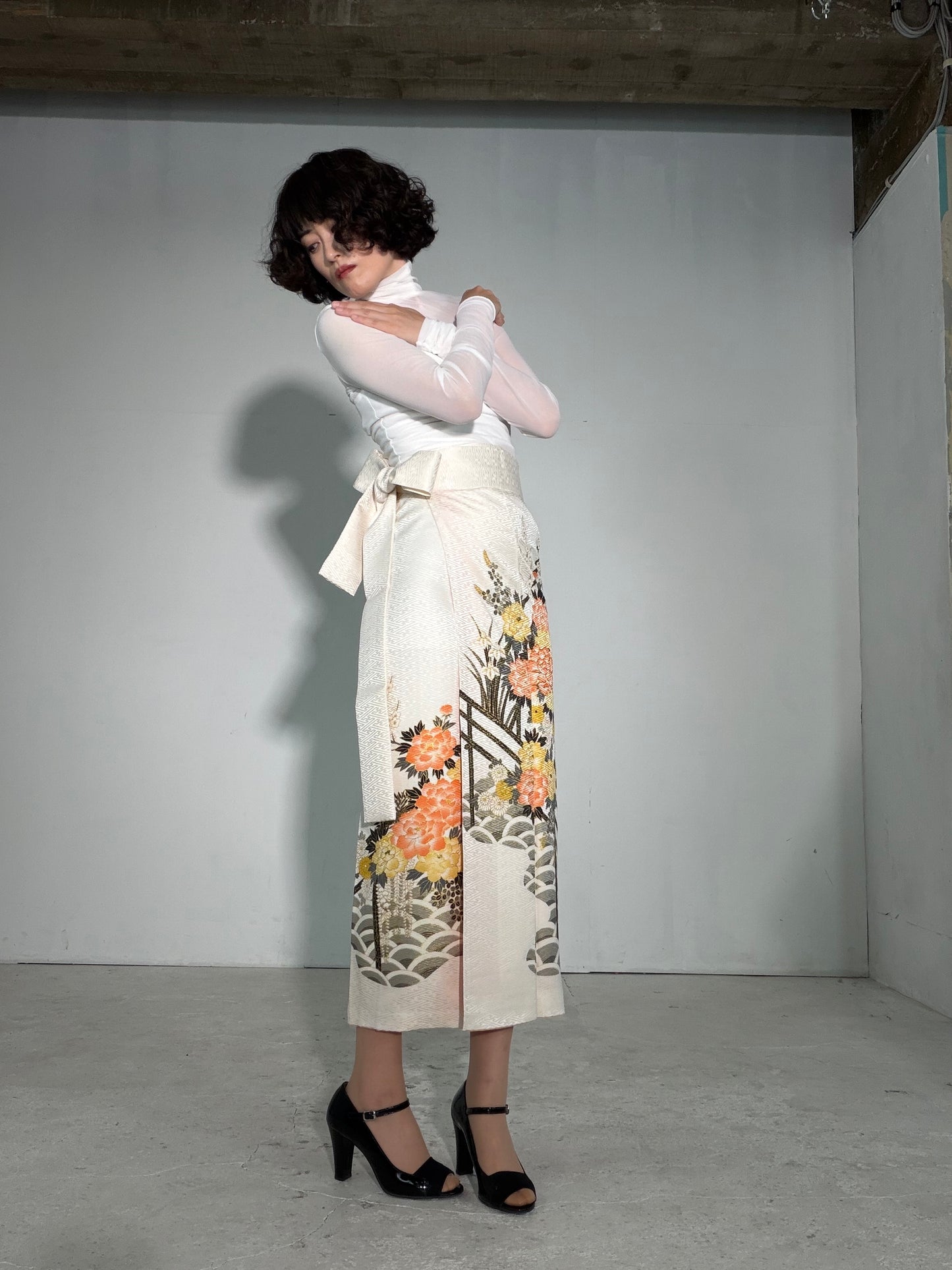 IROTOME SKIRT UPCYCLED FROM JAPANESE KIMONO "IRO136"