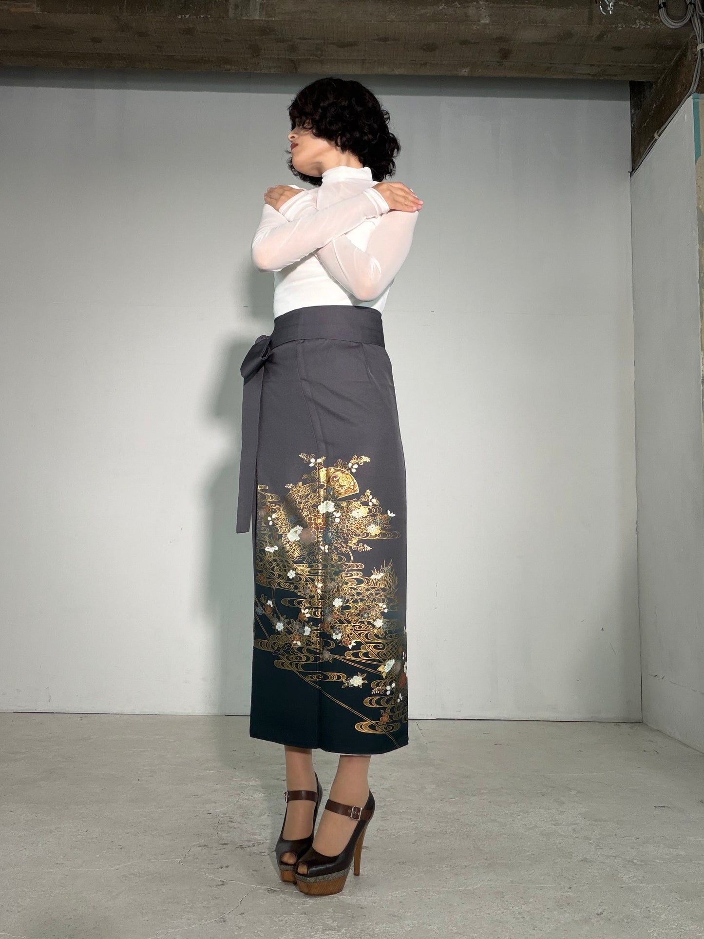 IROTOME SKIRT UPCYCLED FROM JAPANESE KIMONO "IRO137"