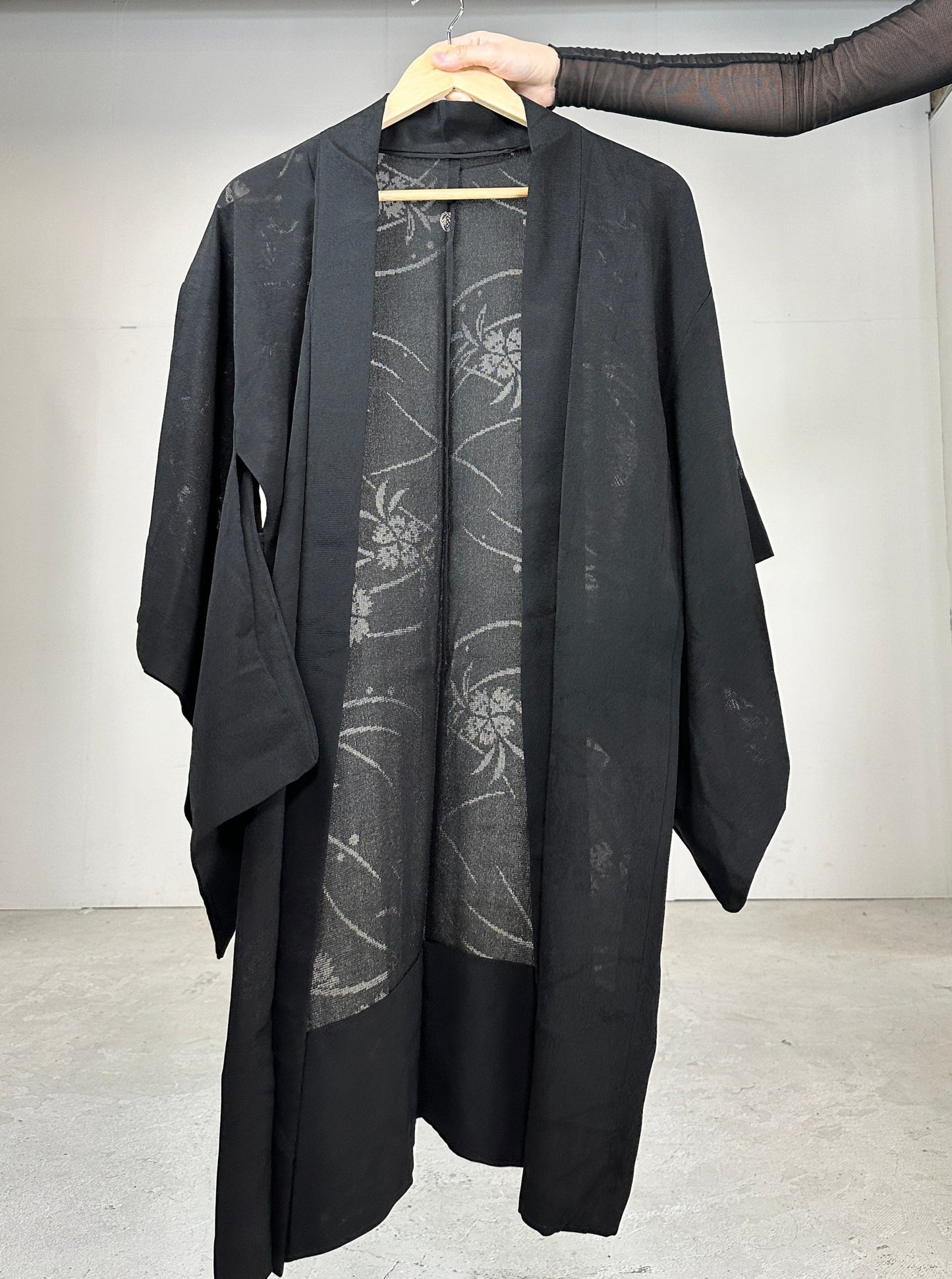 VINTAGE BLACK HAORI SHEER “ryusui_nadeshiko”