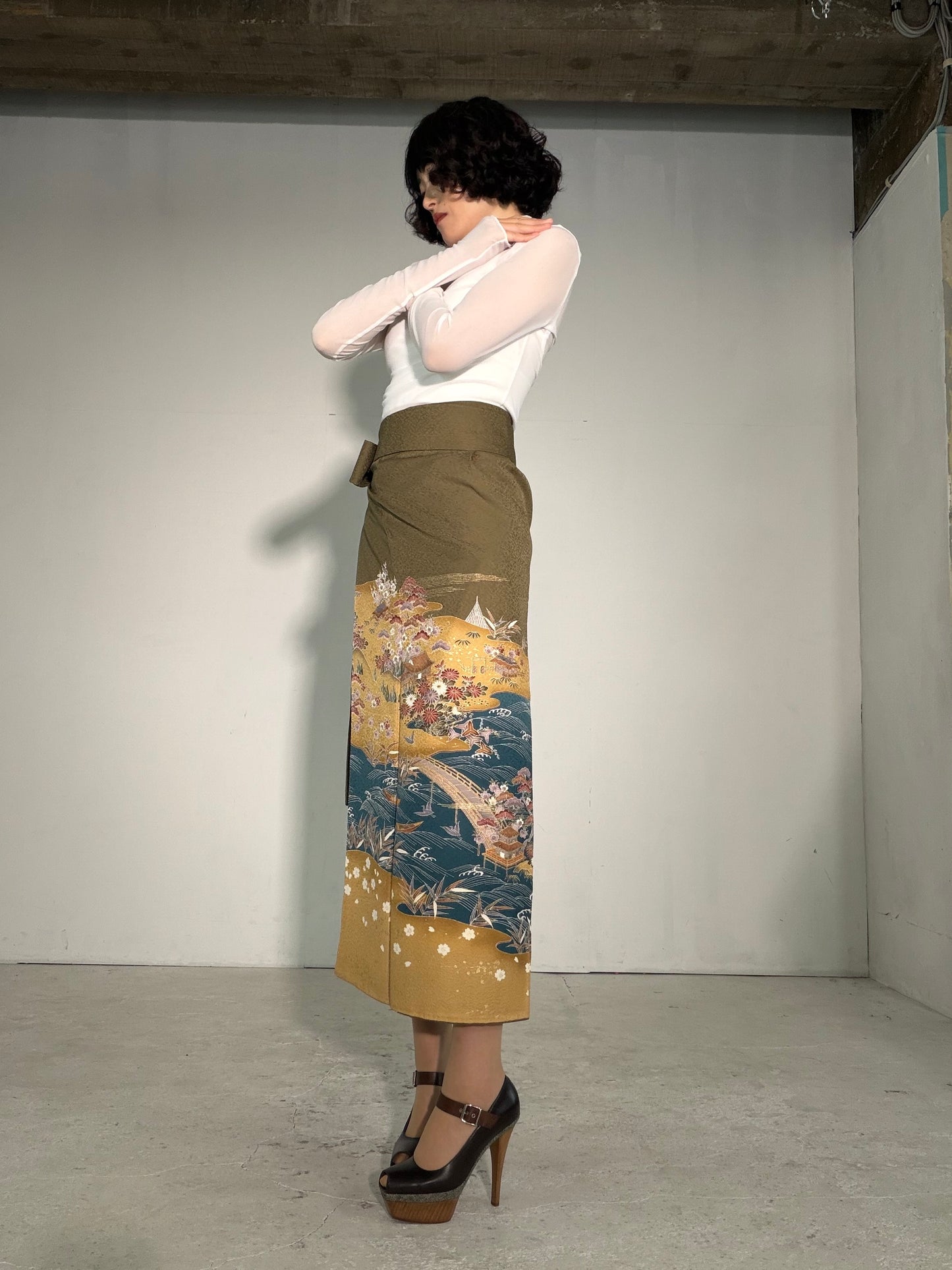 IROTOME SKIRT UPCYCLED FROM JAPANESE KIMONO "IRO138"