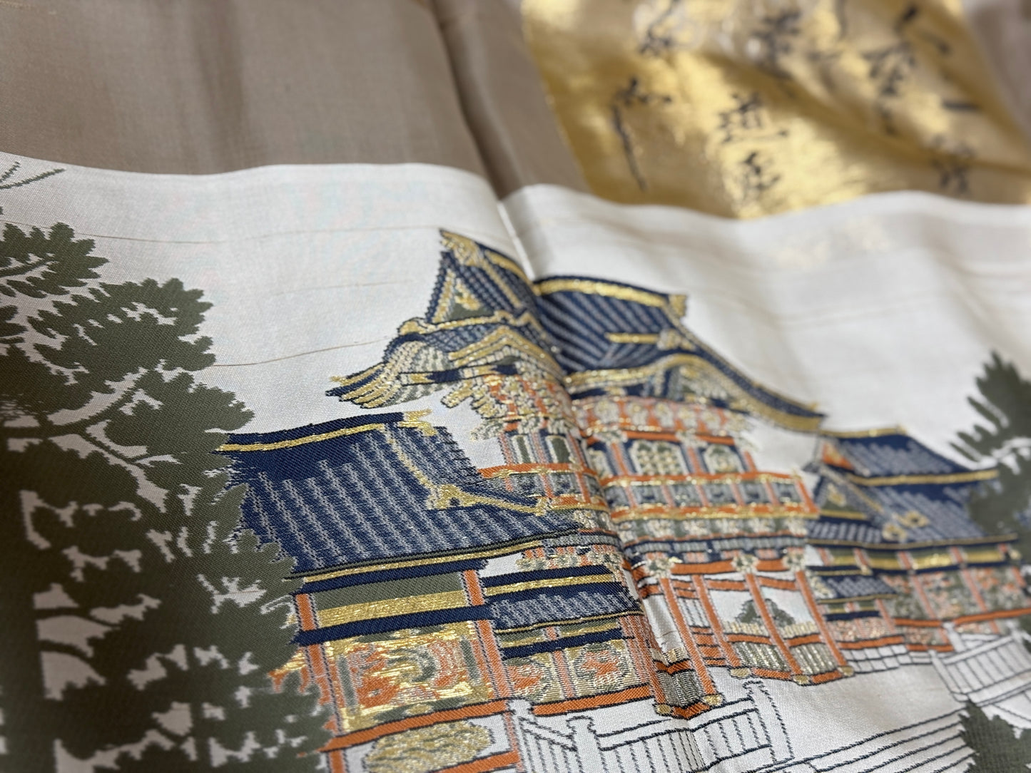 VINTAGE KUROMONTSUKI HAORI "machine embroidery jinjya"