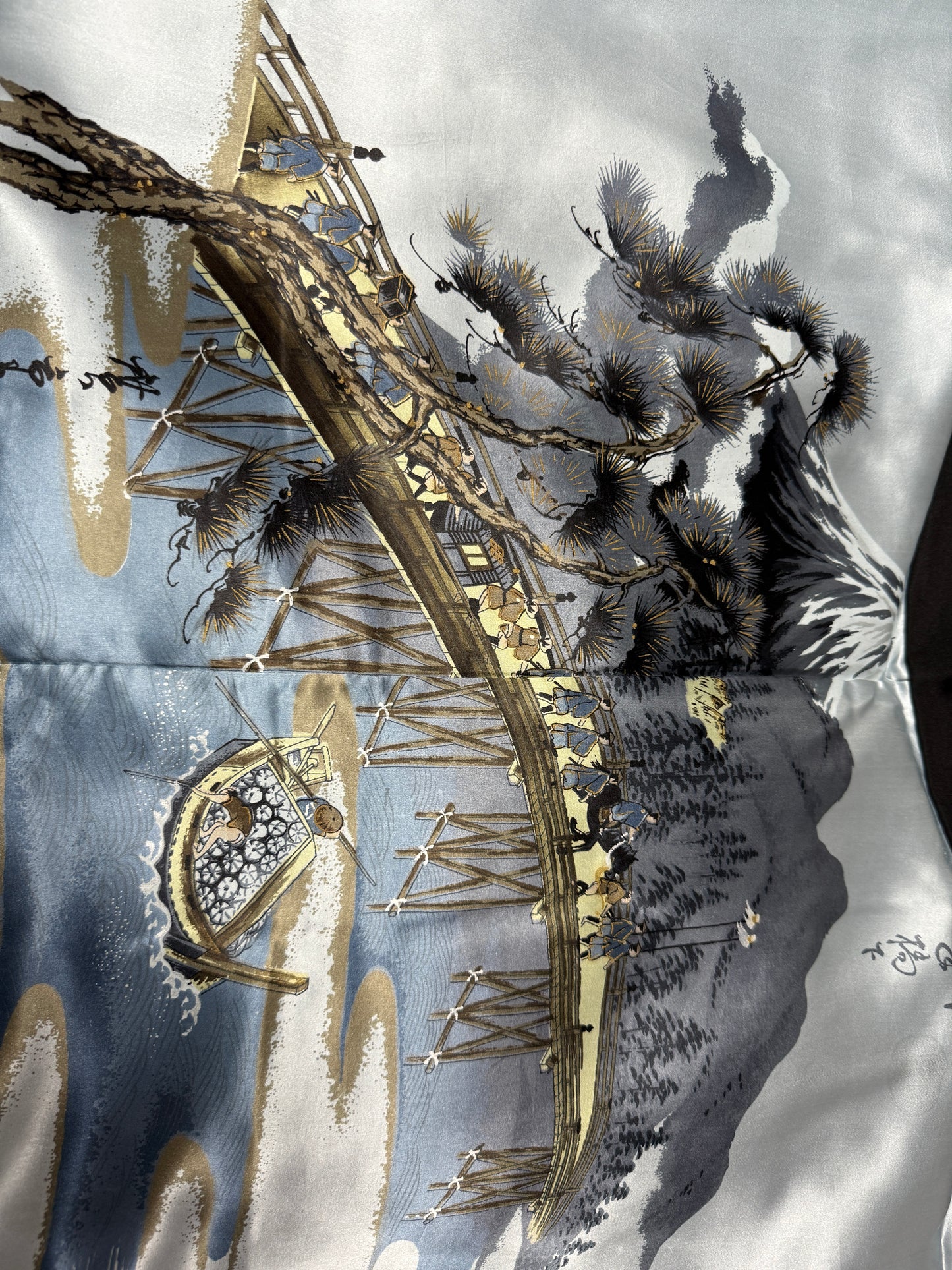 VINTAGE KUROMONTSUKI HAORI "fukagawa" *damage