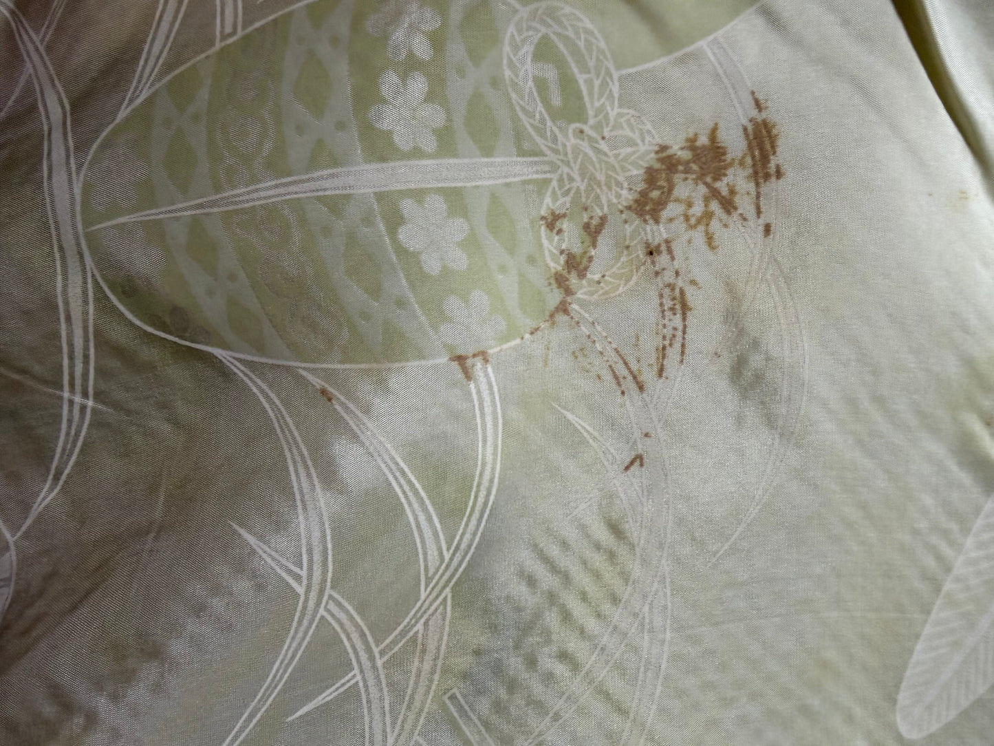 VINTAGE SHIBORI HAORI "green-butterfly" *damage