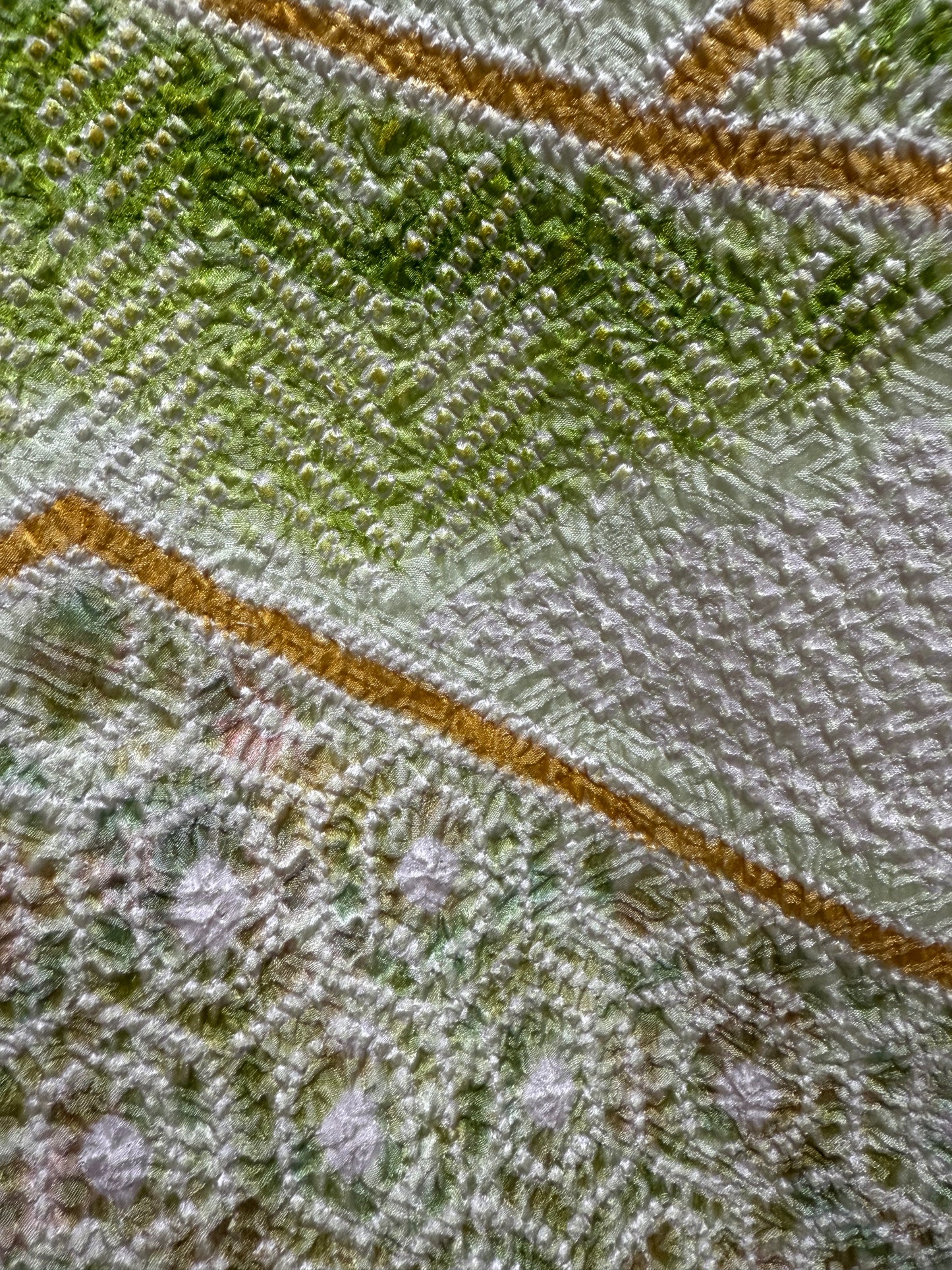 VINTAGE SHIBORI HAORI "white, green"