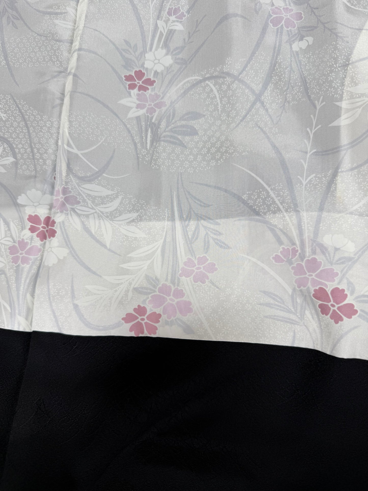 VINTAGE BLACK HAORI "ground pattern, susuki"