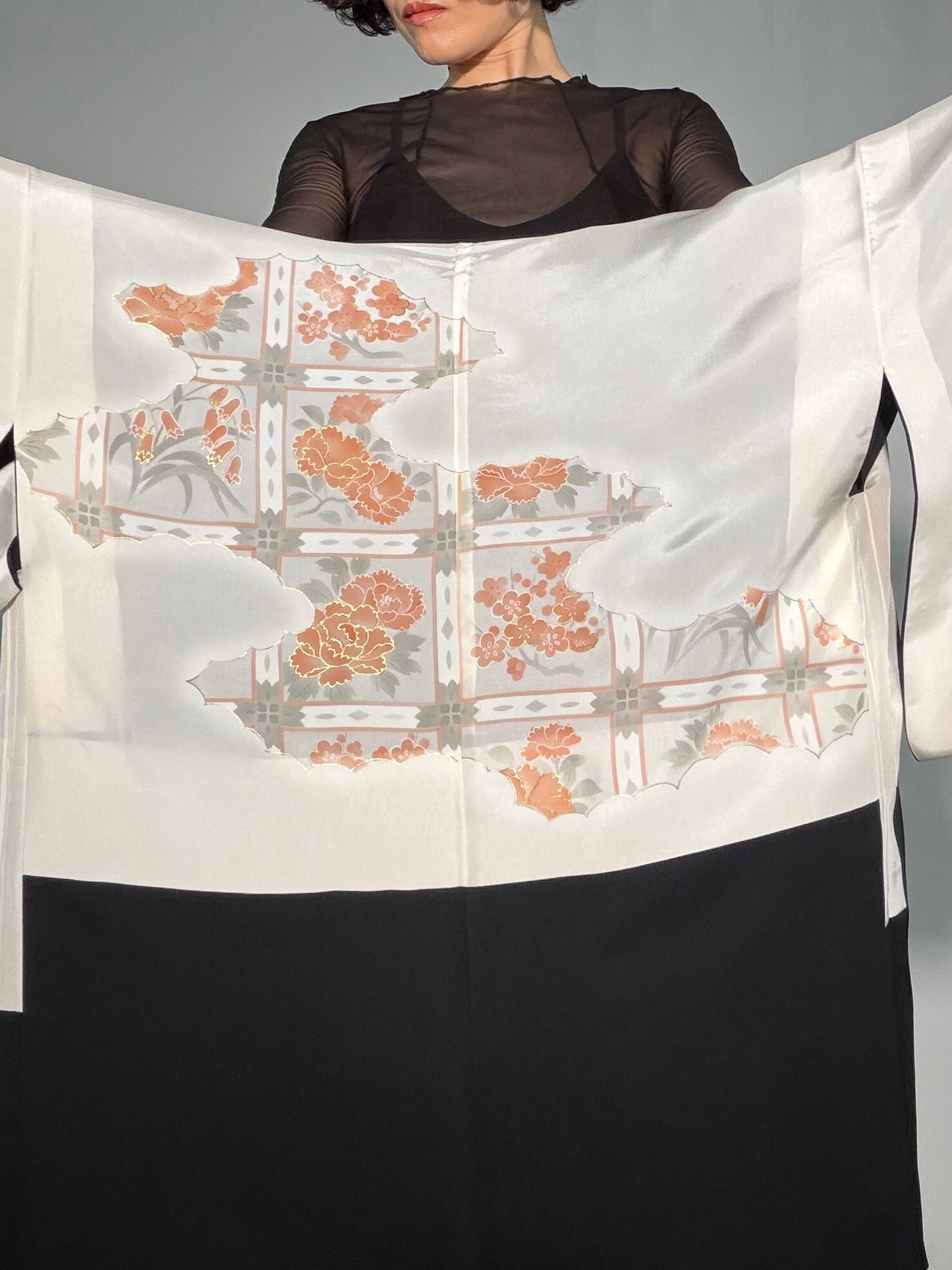 VINTAGE BLACK HAORI  "tsuru, BLK185"