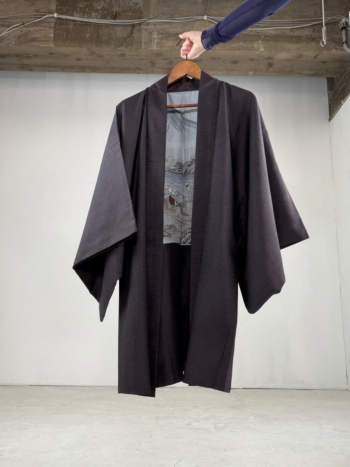 Oshima Tsumugi HAORI  and KIMONO elastic waist pants upcycled from Japanese kimono" ASB004" *damage