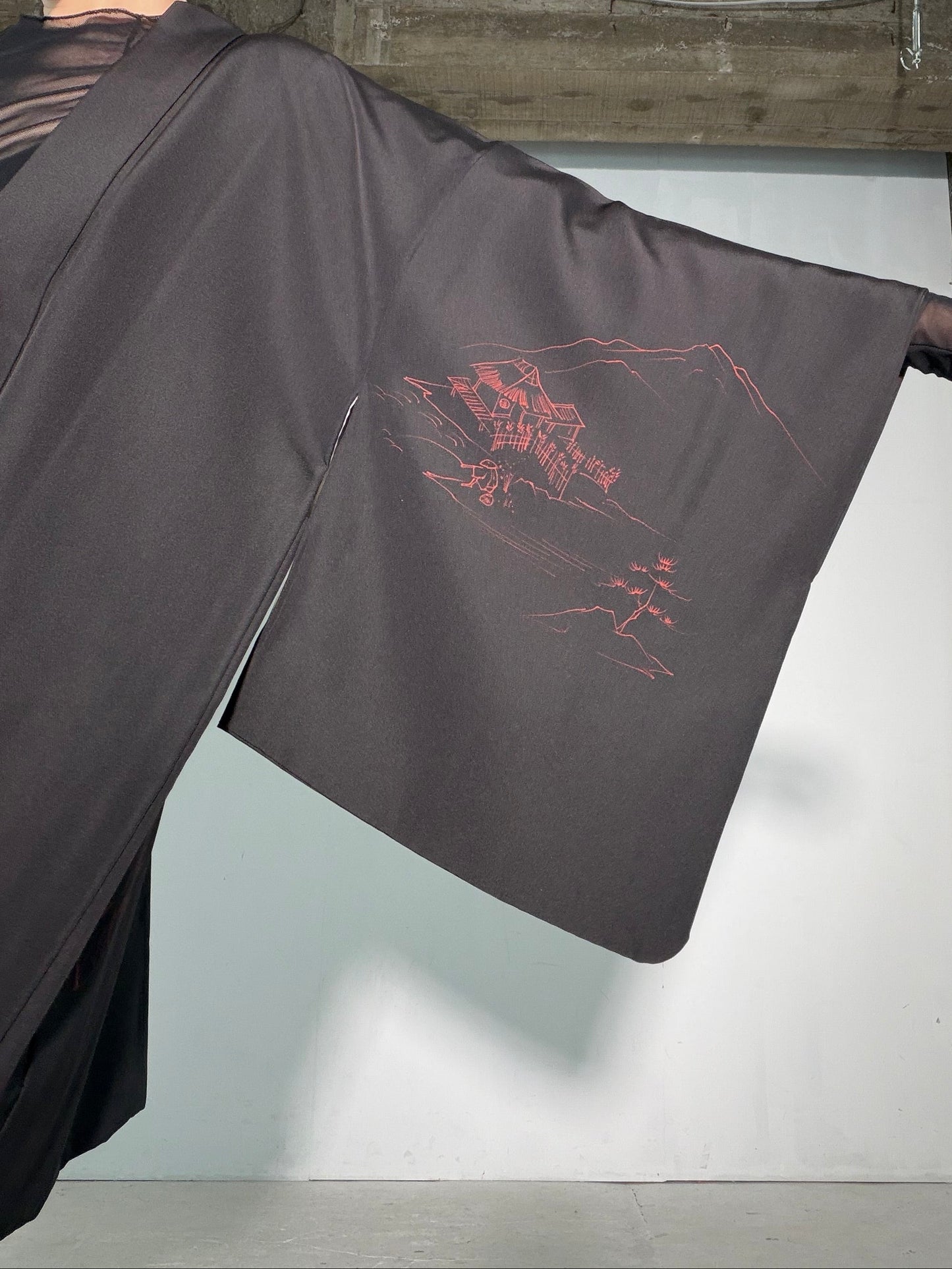 VINTAGE BLACK HAORI  "inside-chigo, BLK188"