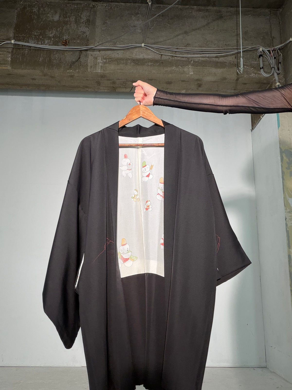 VINTAGE BLACK HAORI  "inside-chigo, BLK188"