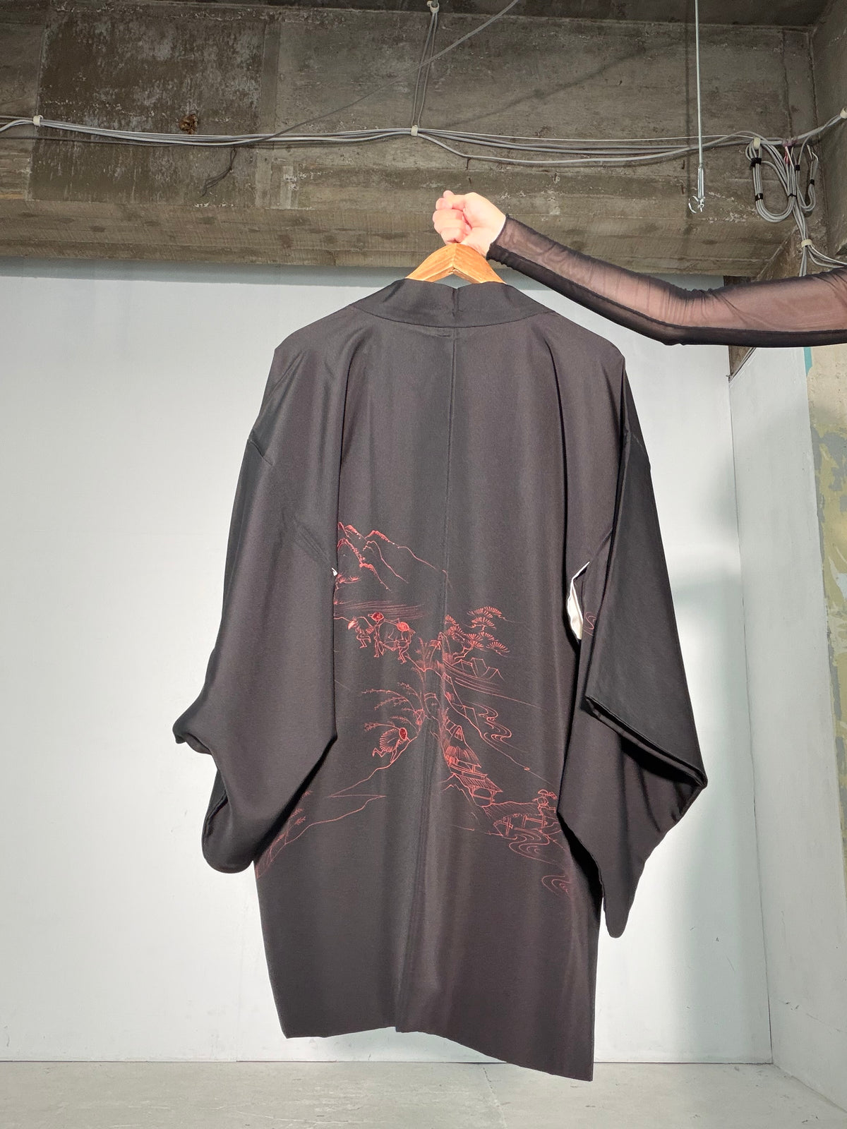 VINTAGE BLACK HAORI  "inside-chigo, BLK188"